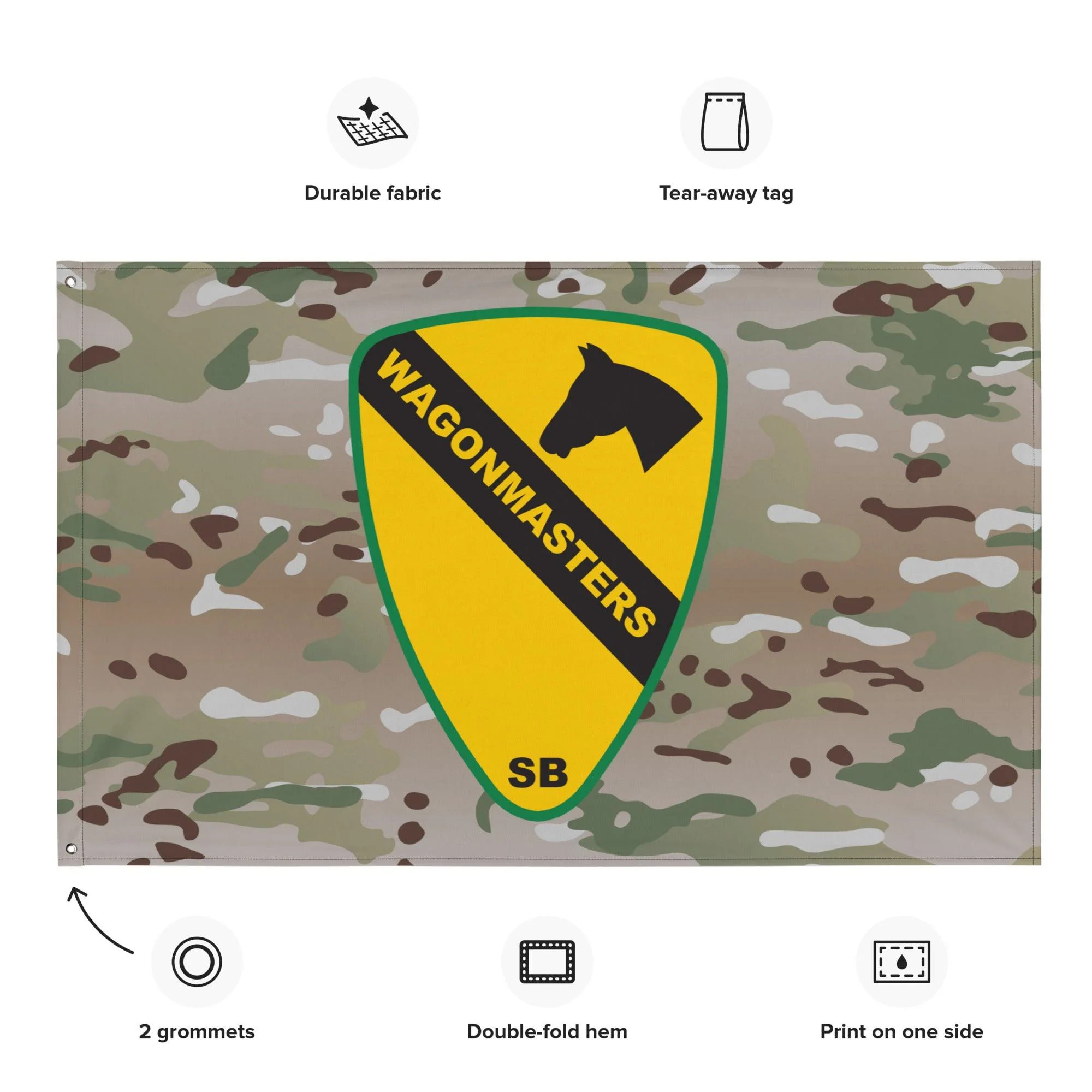 1st Cavalry Division SUST BDE 'Wagonmasters' Multicam Flag - Image 2
