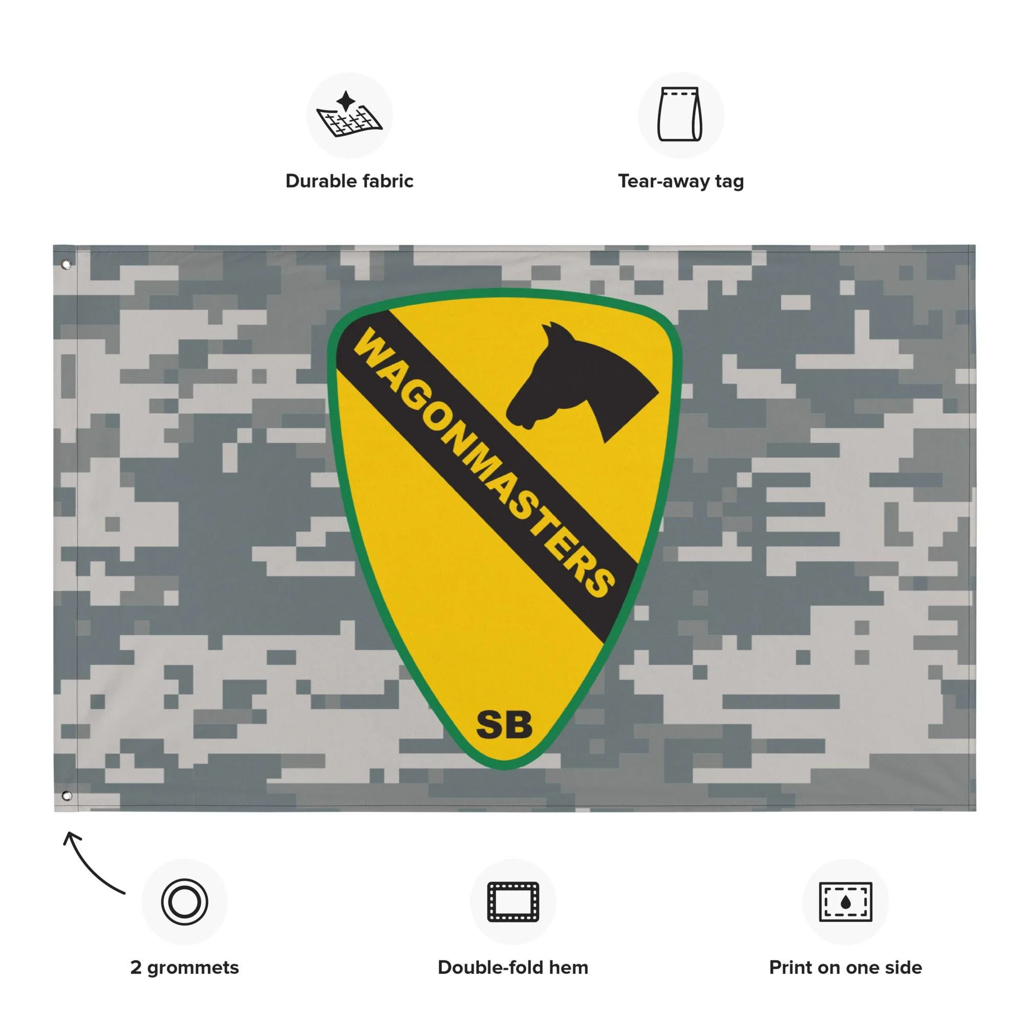1st Cavalry Division SUST BDE 'Wagonmasters' UCP Camo Flag - Image 2