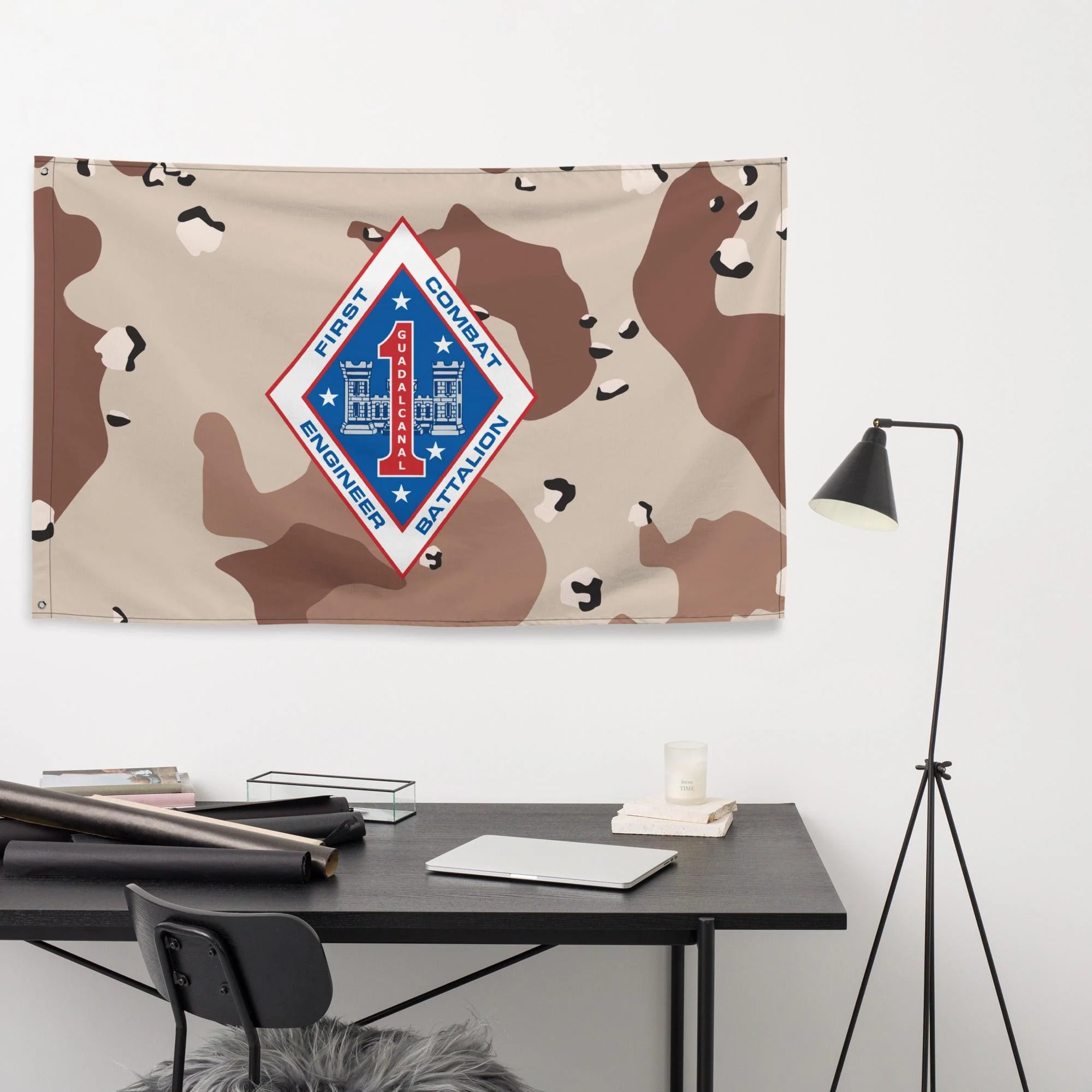 1st CEB USMC Chocolate-Chip Camo Flag - Image 2