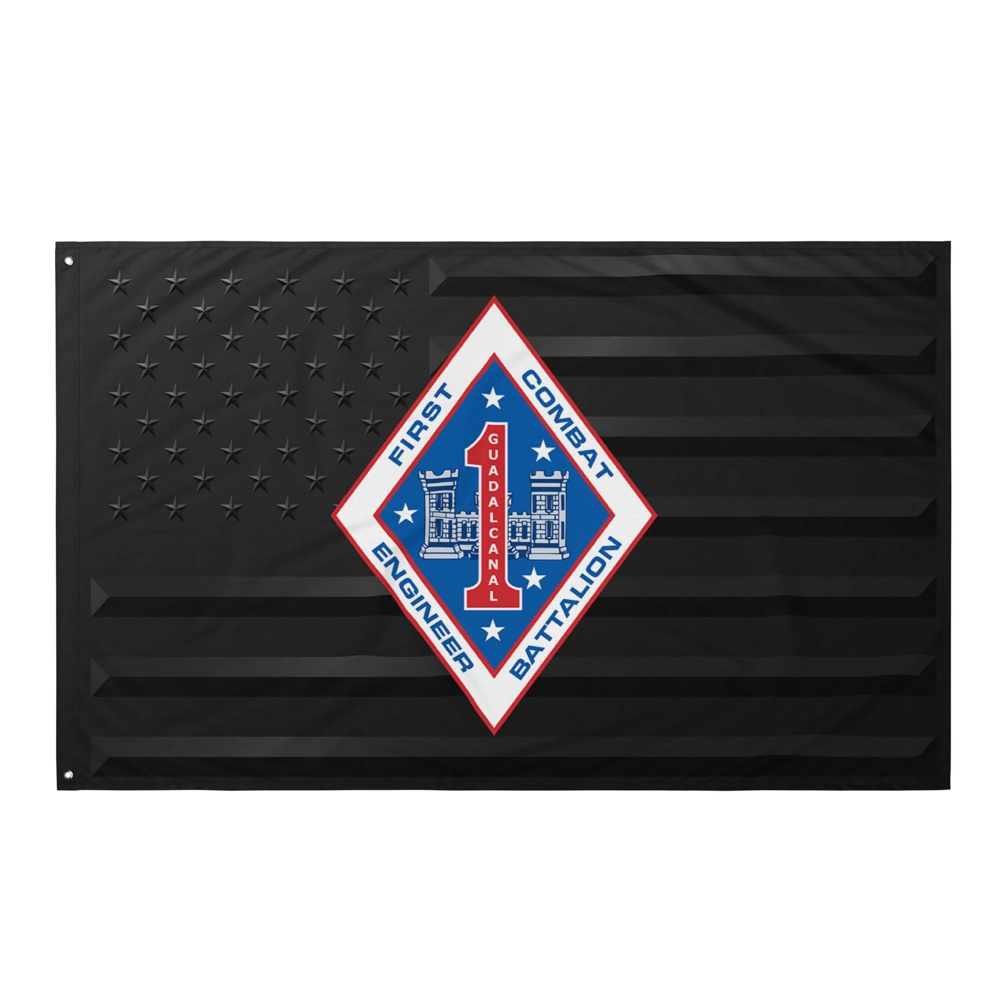 1st Combat Engineer Bn (1st CEB) Black American Flag
