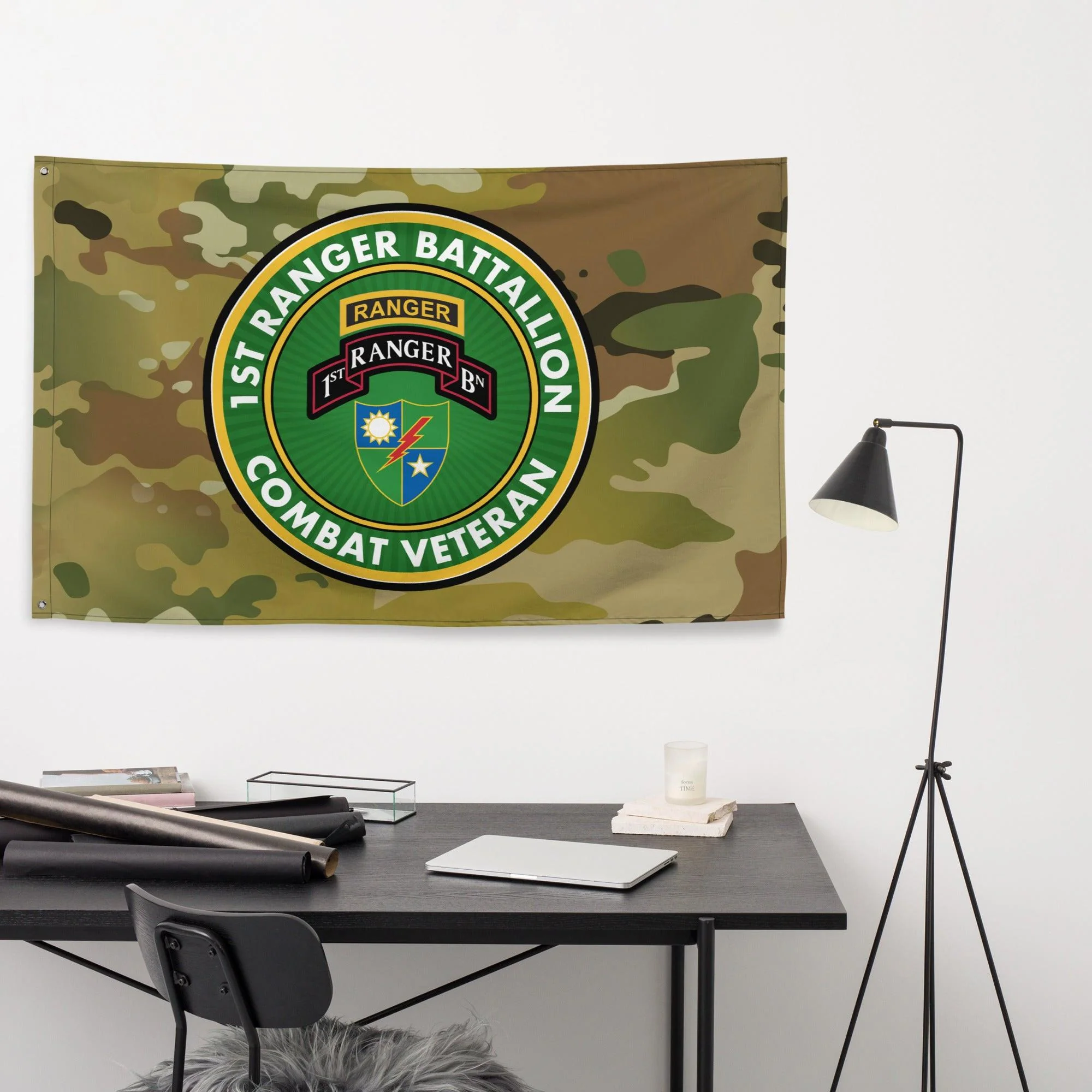 1st Ranger Battalion Combat Veteran Multicam Flag - Image 3