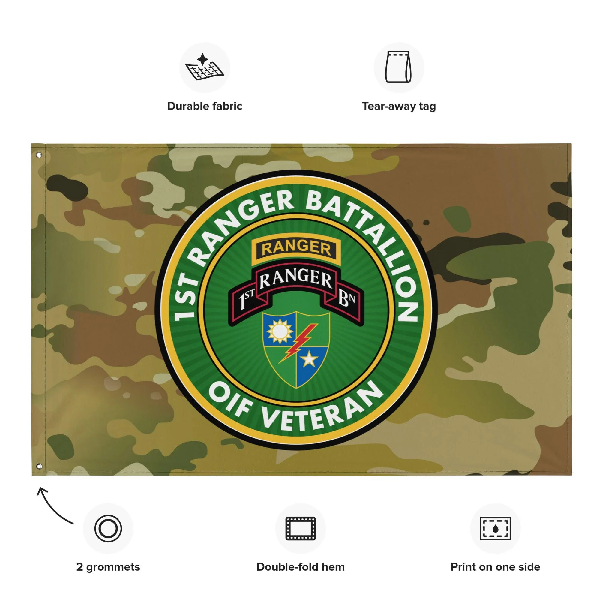 1st Ranger Battalion OIF Veteran Multicam Flag - Image 2