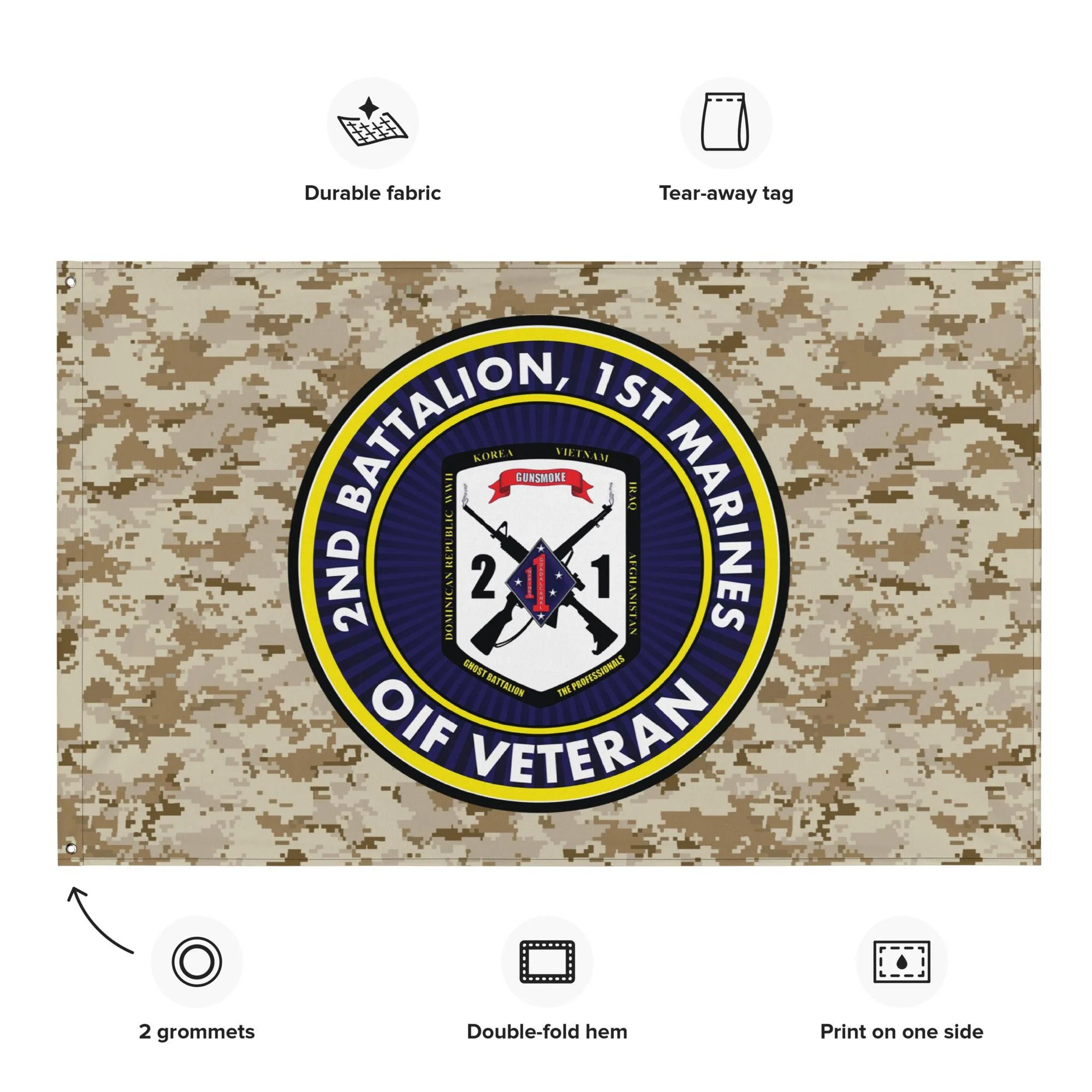 2/1 Marines OIF Veteran Emblem MARPAT Flag - Image 2
