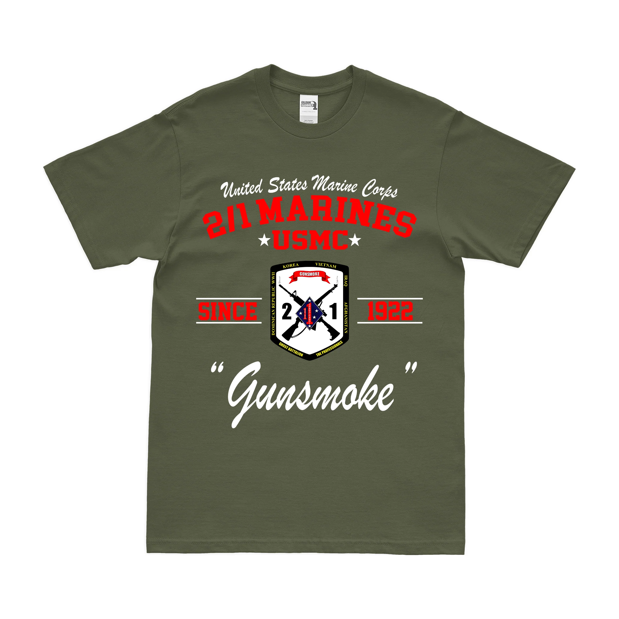 2nd Bn 1st Marines (2/1 Marines) Since 1922 USMC Legacy T-Shirt - Image 2