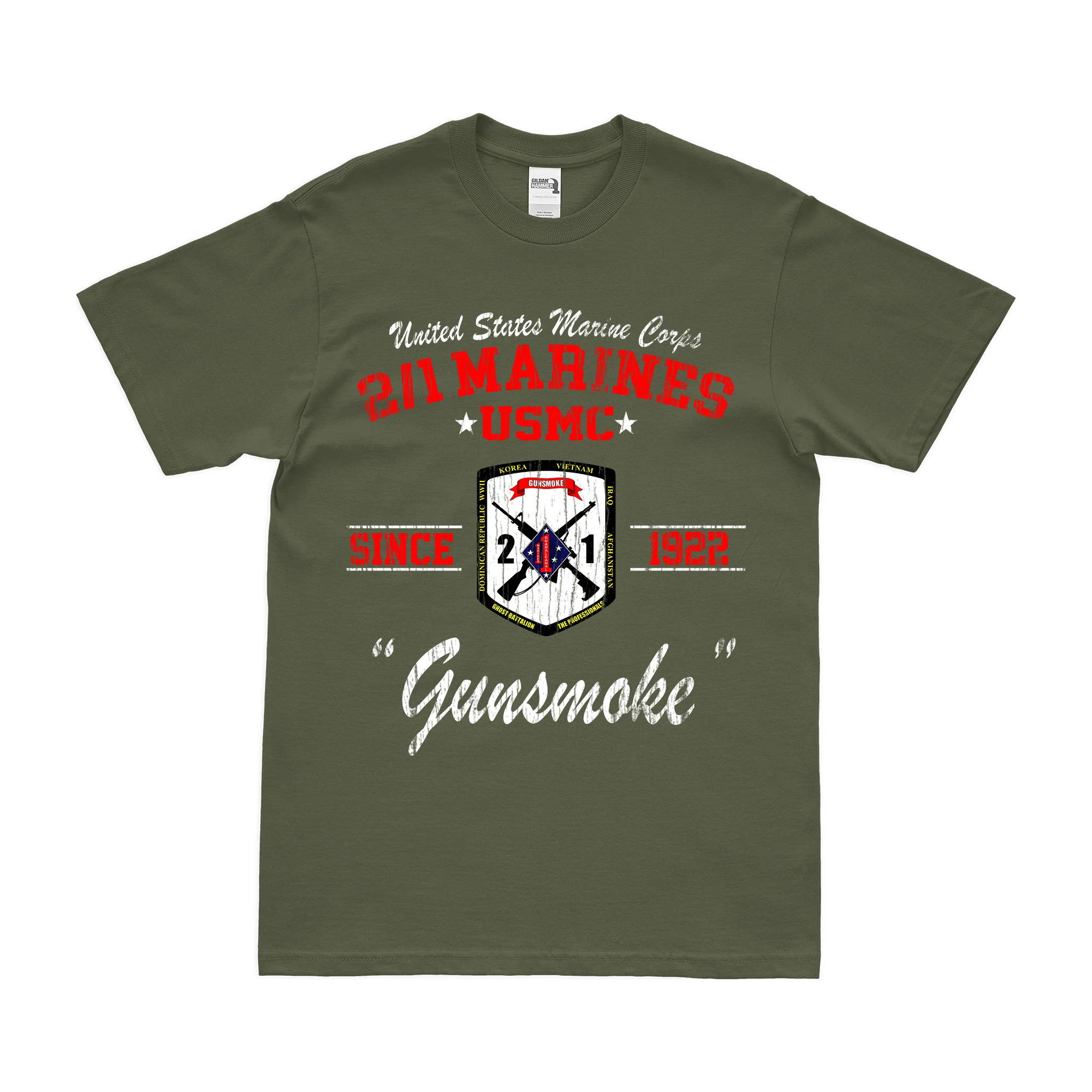 2nd Bn 1st Marines (2/1 Marines) Since 1922 USMC Legacy T-Shirt - Image 4