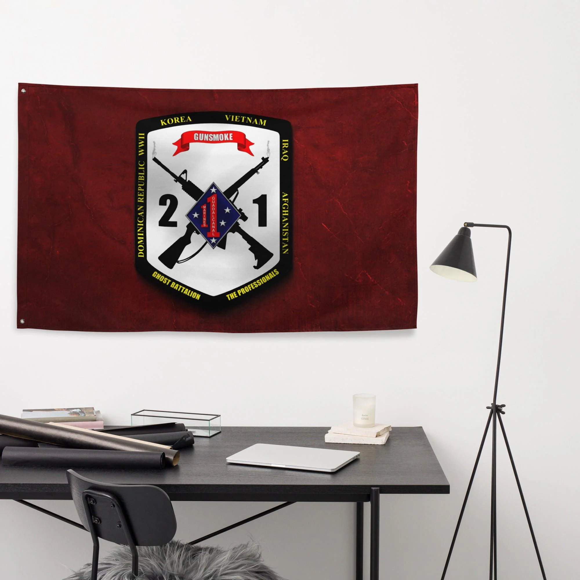 2/1 Marines Unit Logo Red Wall Flag - Image 2