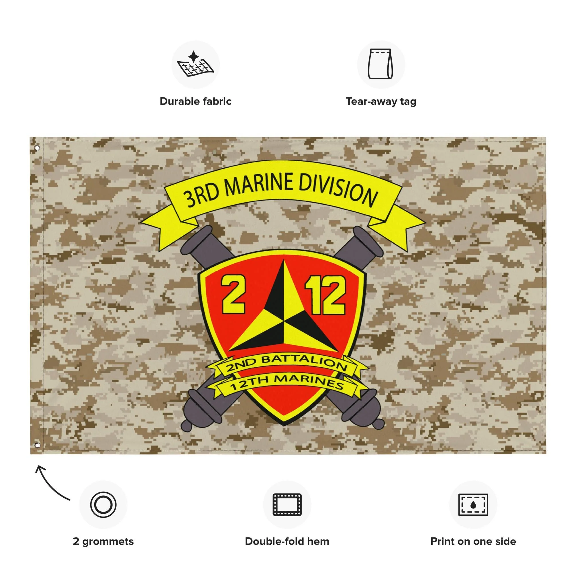 2/12 Marines MARPAT Camo USMC Flag - Image 2
