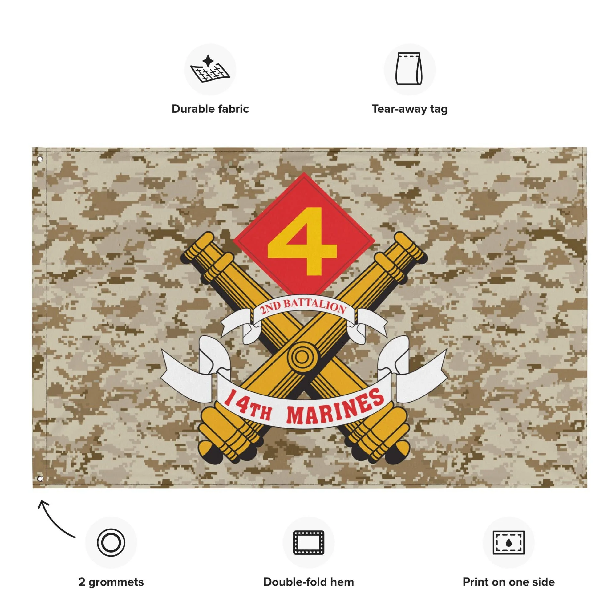 2/14 Marines MARPAT Camo USMC Flag - Image 2
