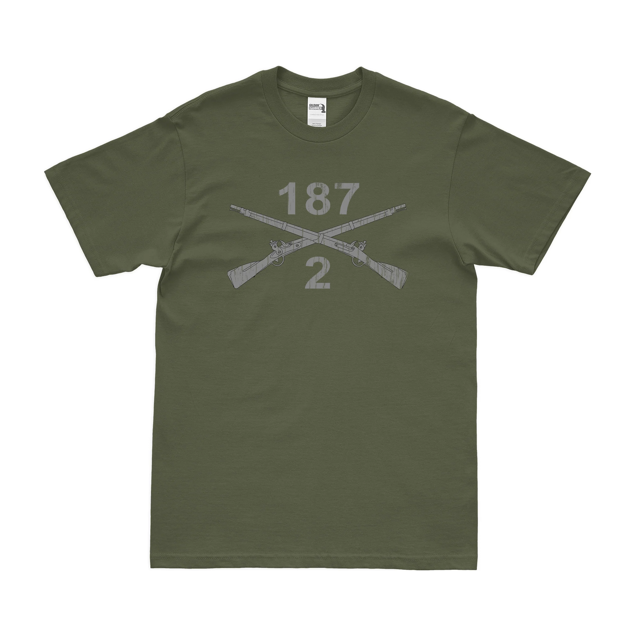 2-187 Infantry Regiment Crossed Rifles T-Shirt - Image 4