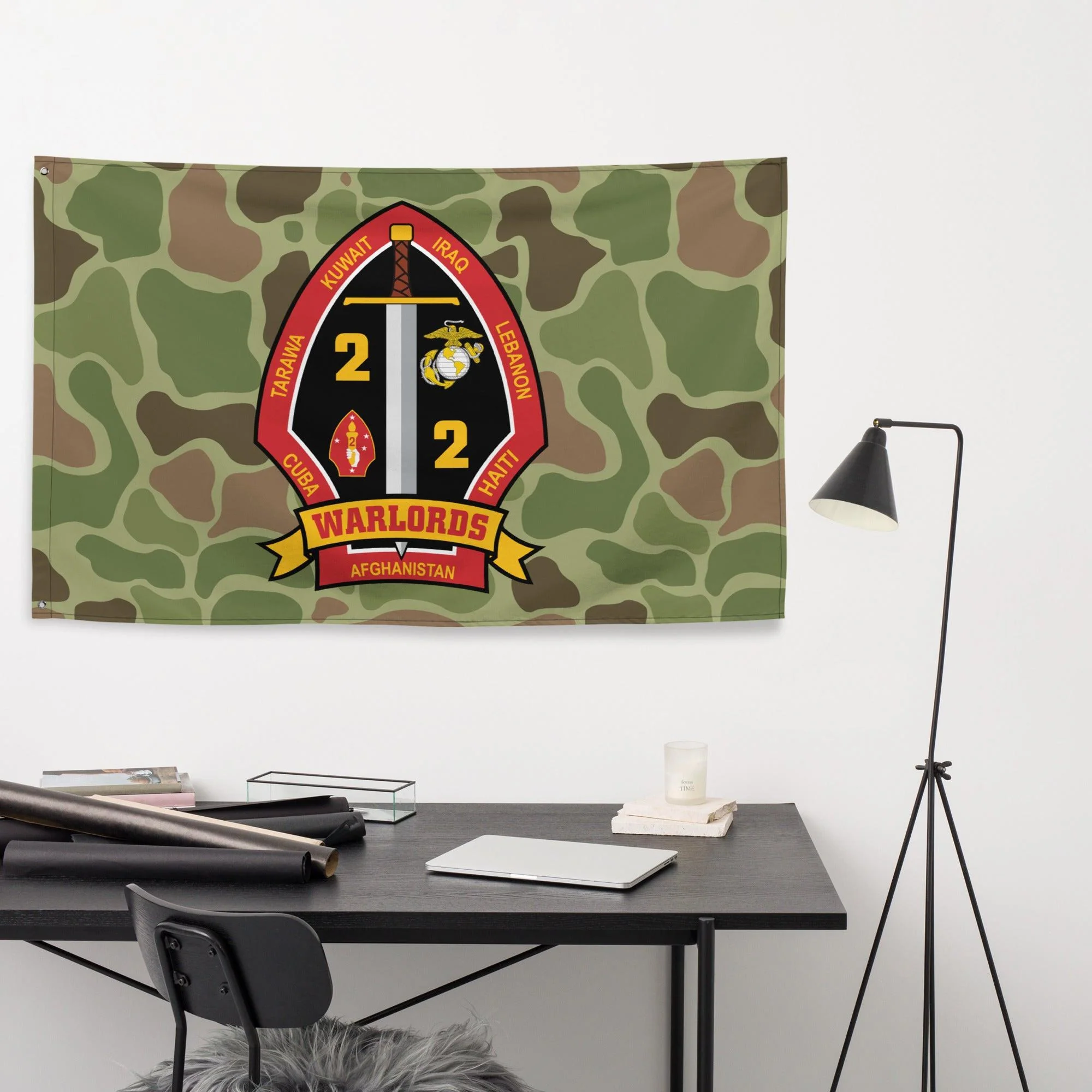 2nd Battalion 2nd Marines (2/2 Marines) Frogskin Camo Flag - Image 2