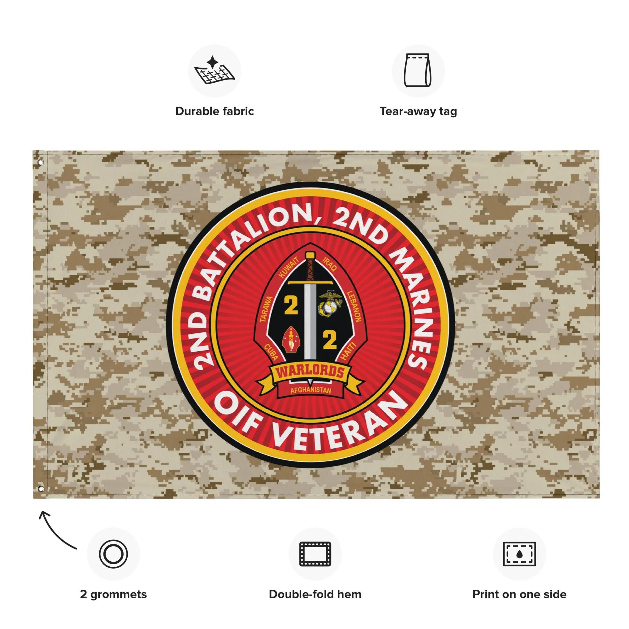 2/2 Marines OIF Veteran Emblem MARPAT Flag - Image 2