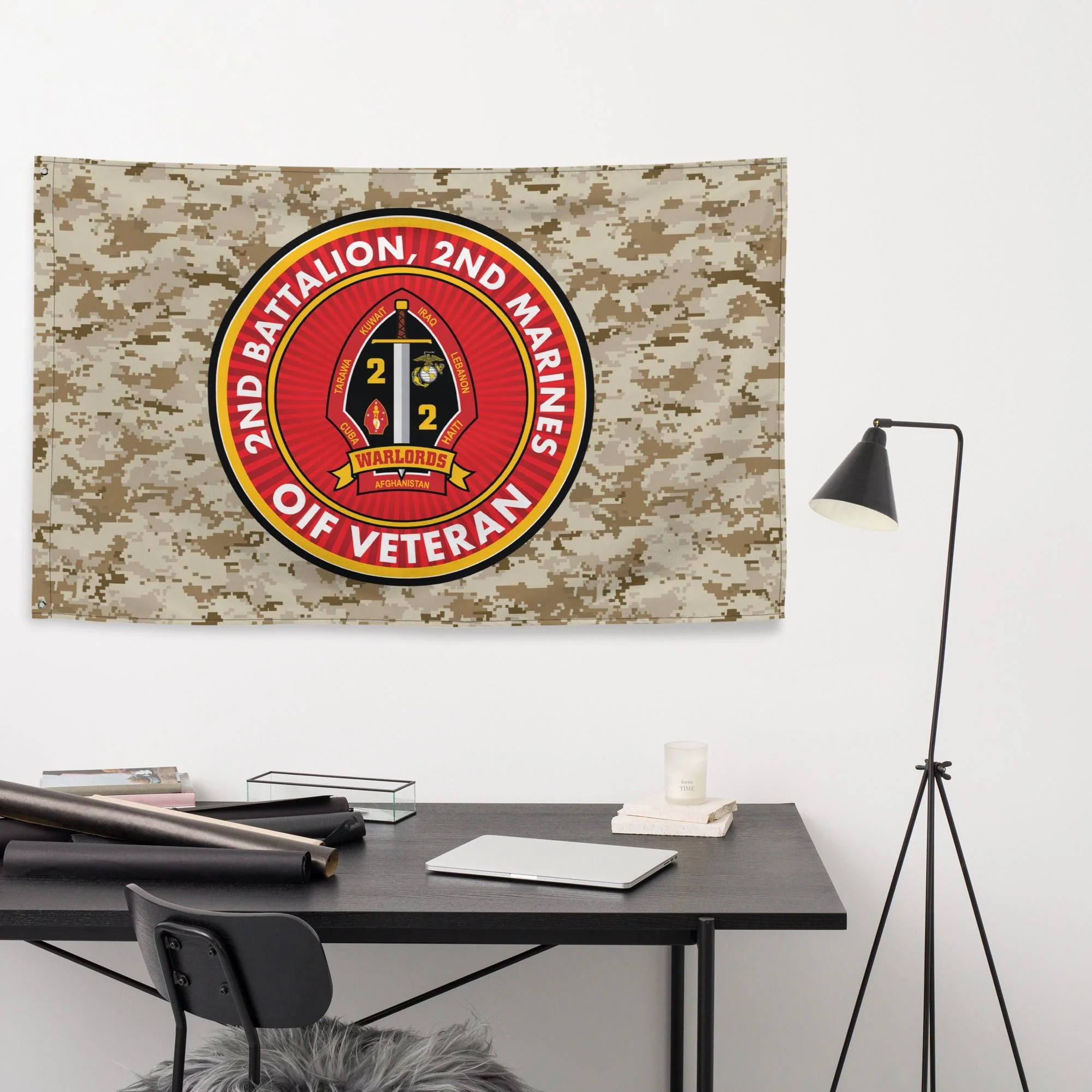 2/2 Marines OIF Veteran Emblem MARPAT Flag - Image 3