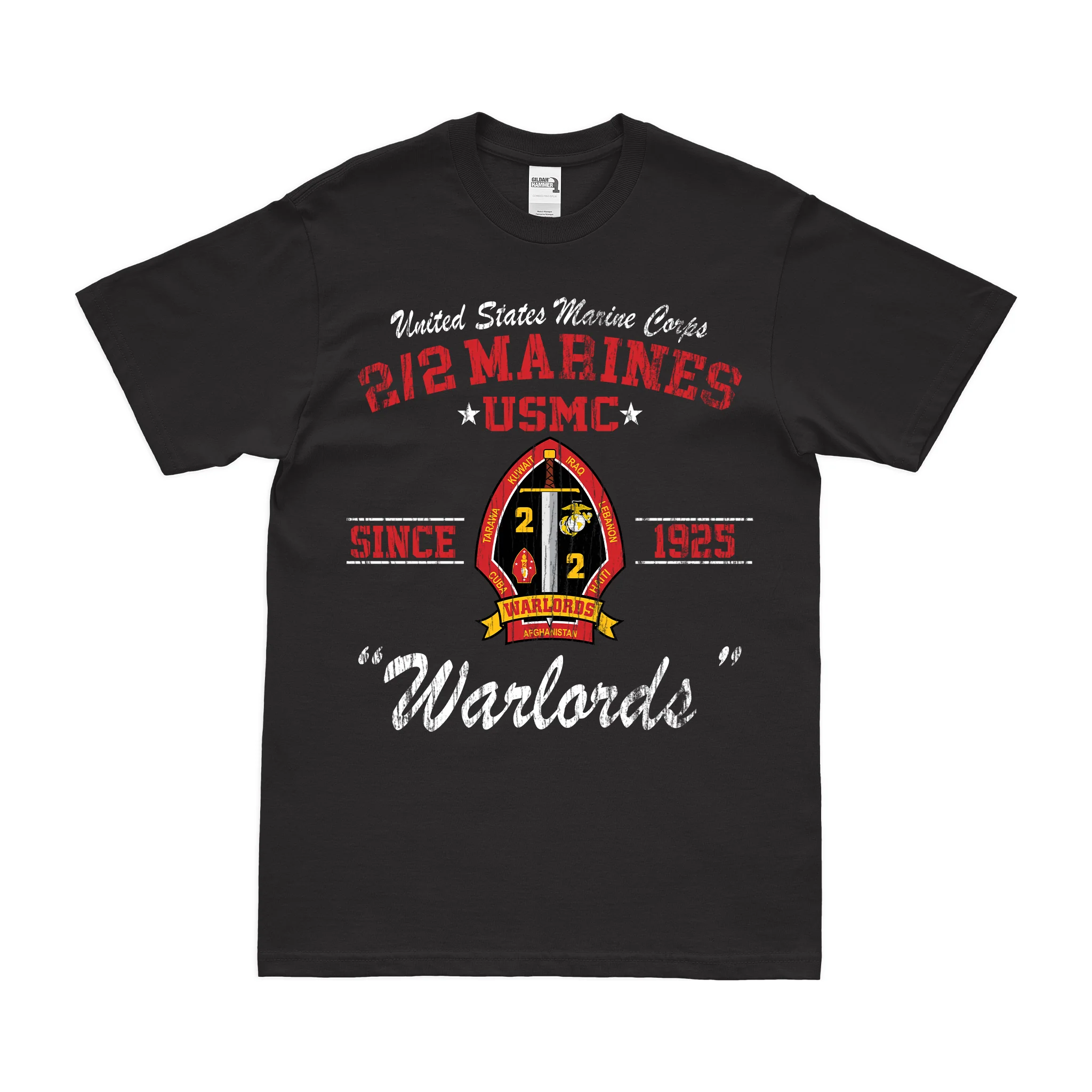 2/2 Marines 'Warlords' Since 1925 USMC Legacy T-Shirt - Image 3