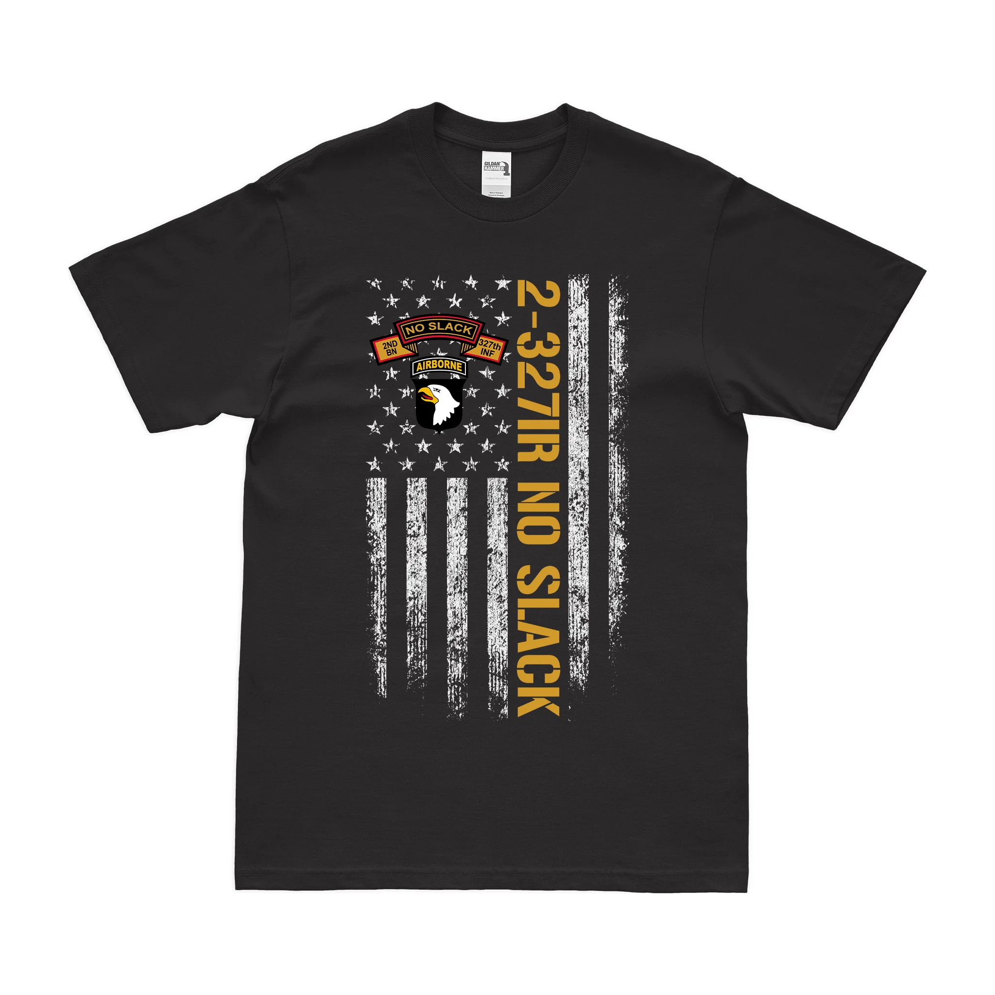 2-327 Infantry 'No Slack' American Flag T-Shirt