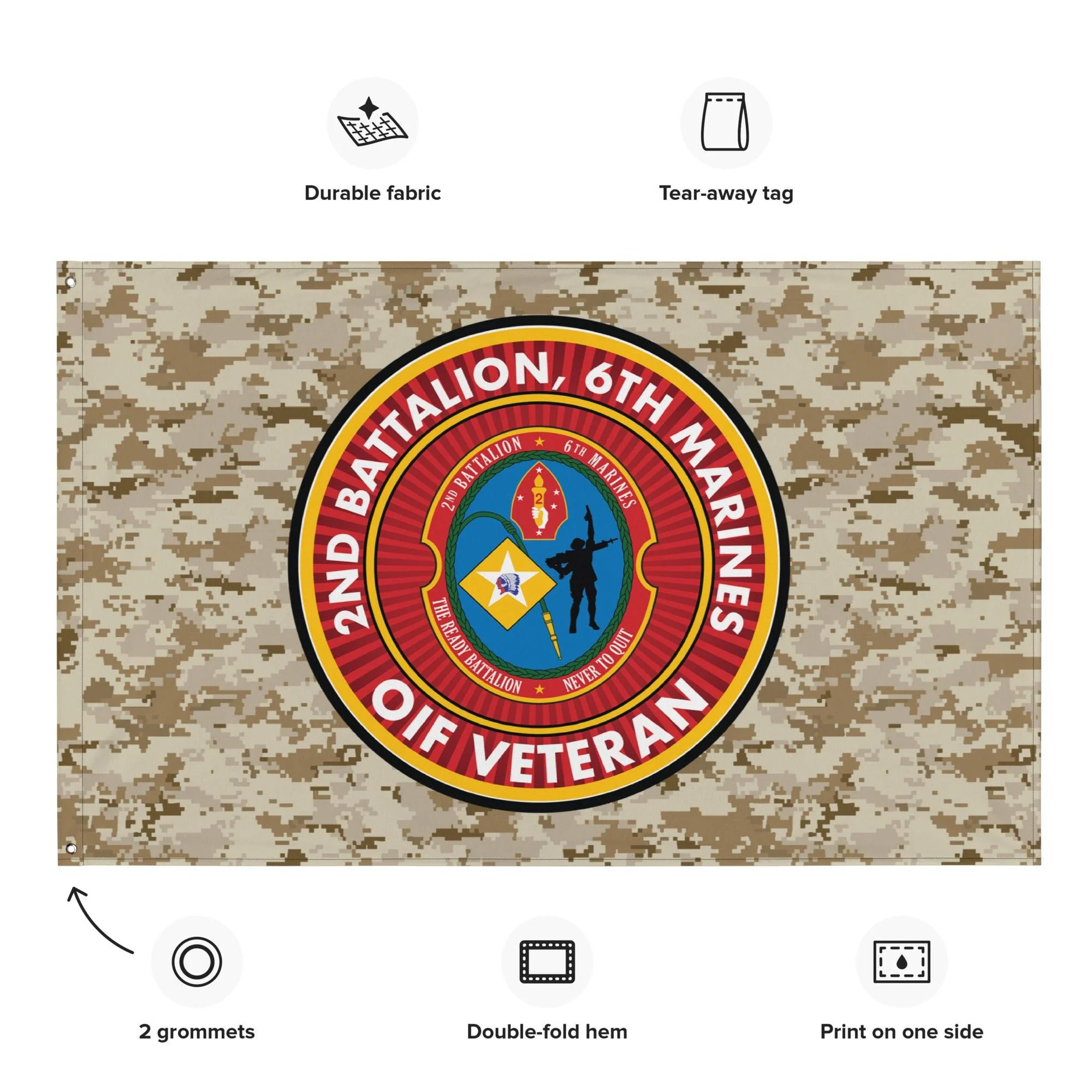 2/6 Marines OIF Veteran Emblem MARPAT Flag - Image 2