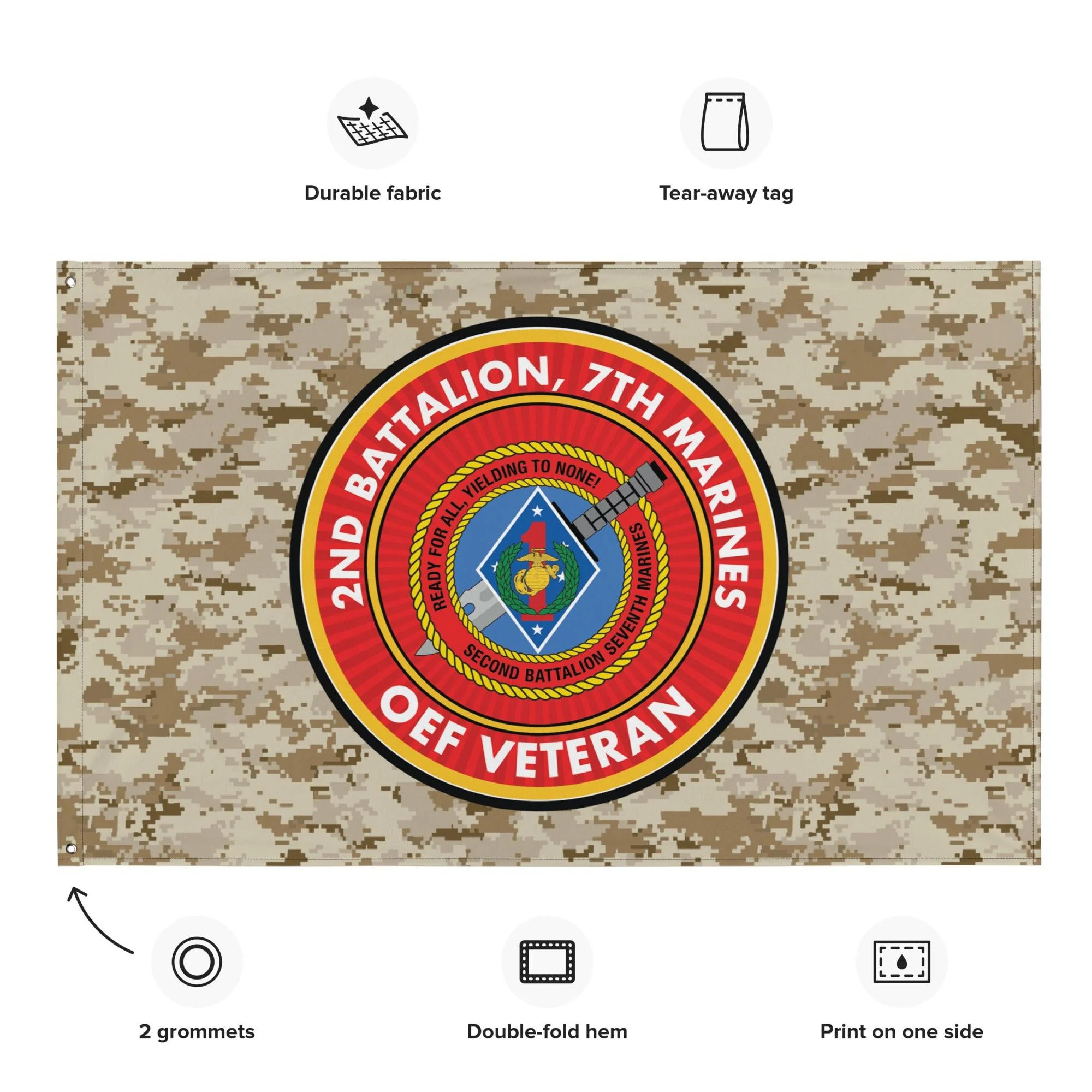2/7 Marines Operation Enduring Freedom OEF Veteran MARPAT Flag - Image 2