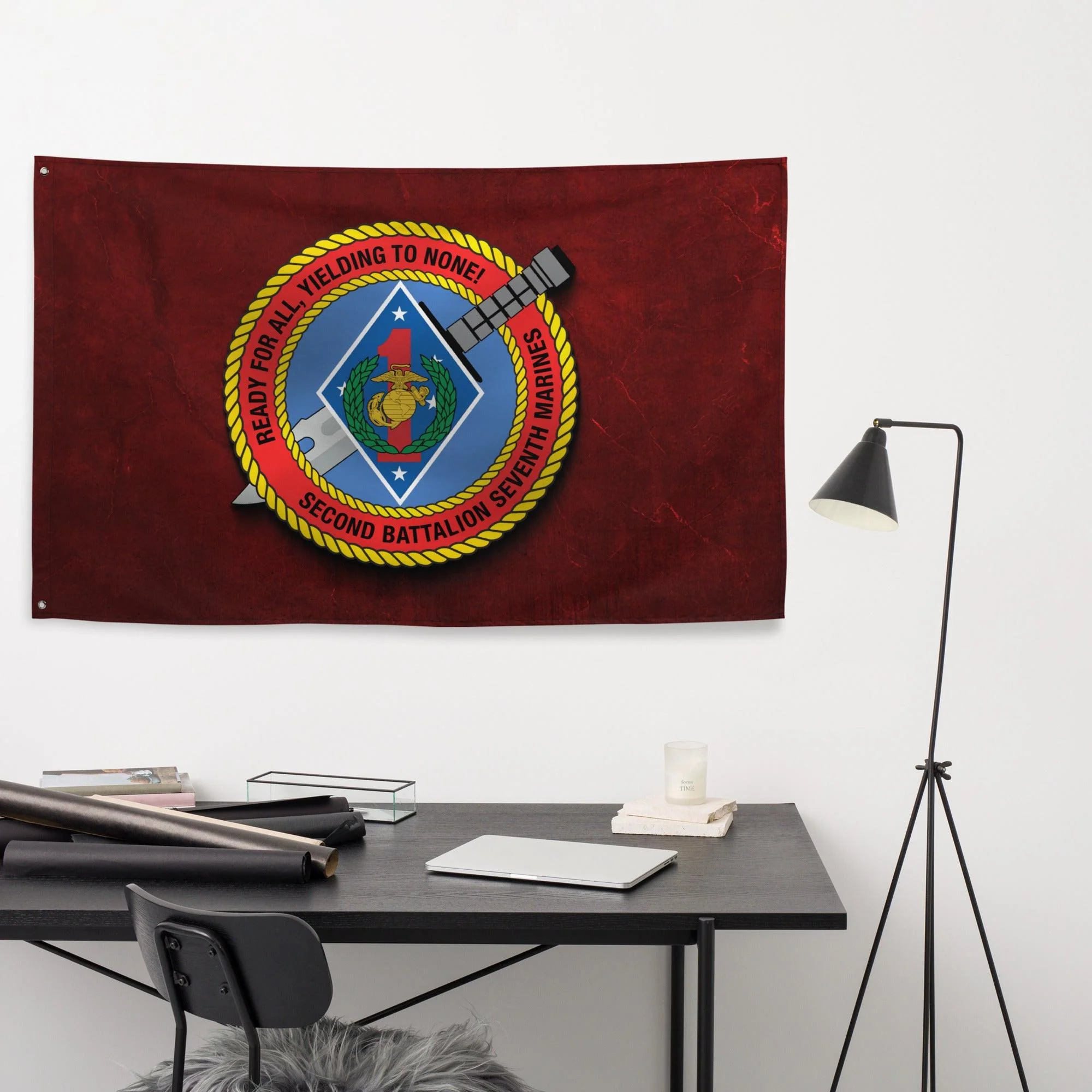 2/7 Marines Red Indoor Wall Flag - Image 2