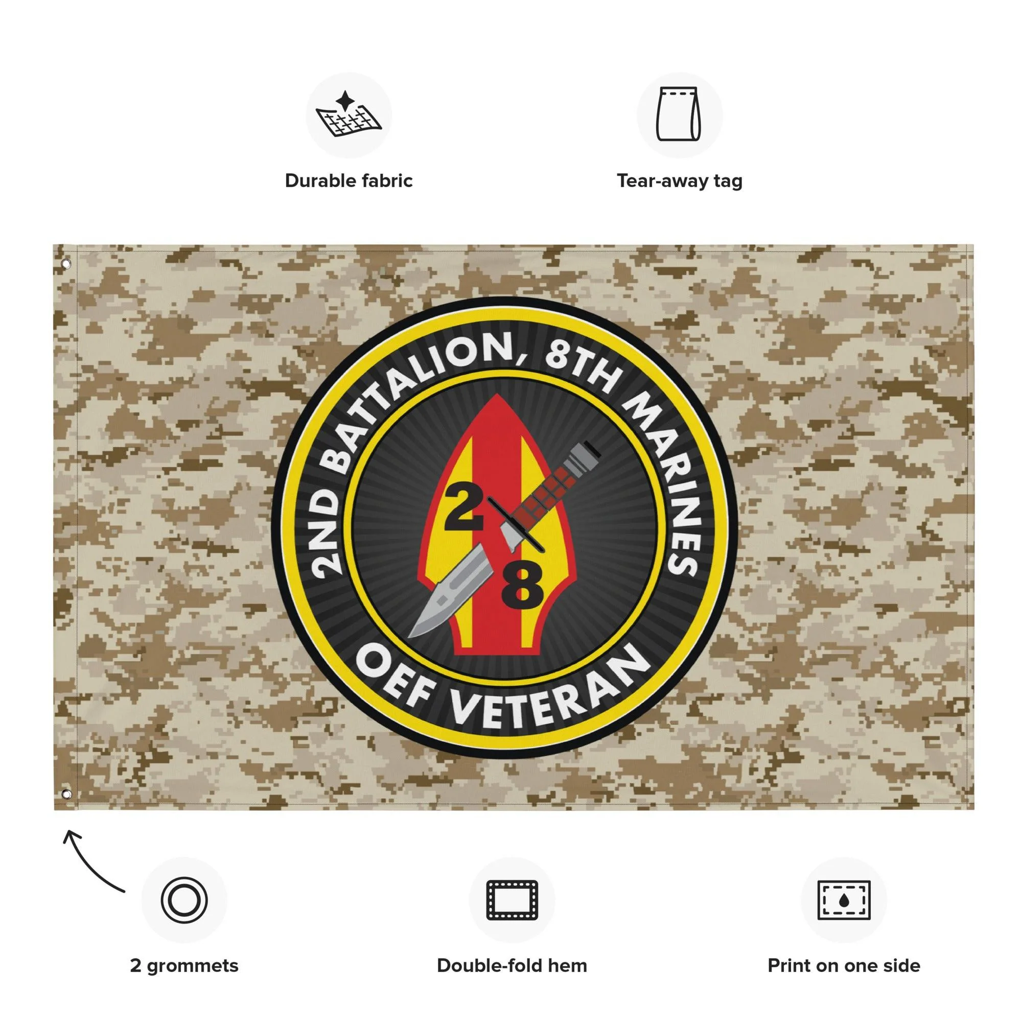 2/8 Marines Operation Enduring Freedom OEF Veteran MARPAT Flag - Image 2