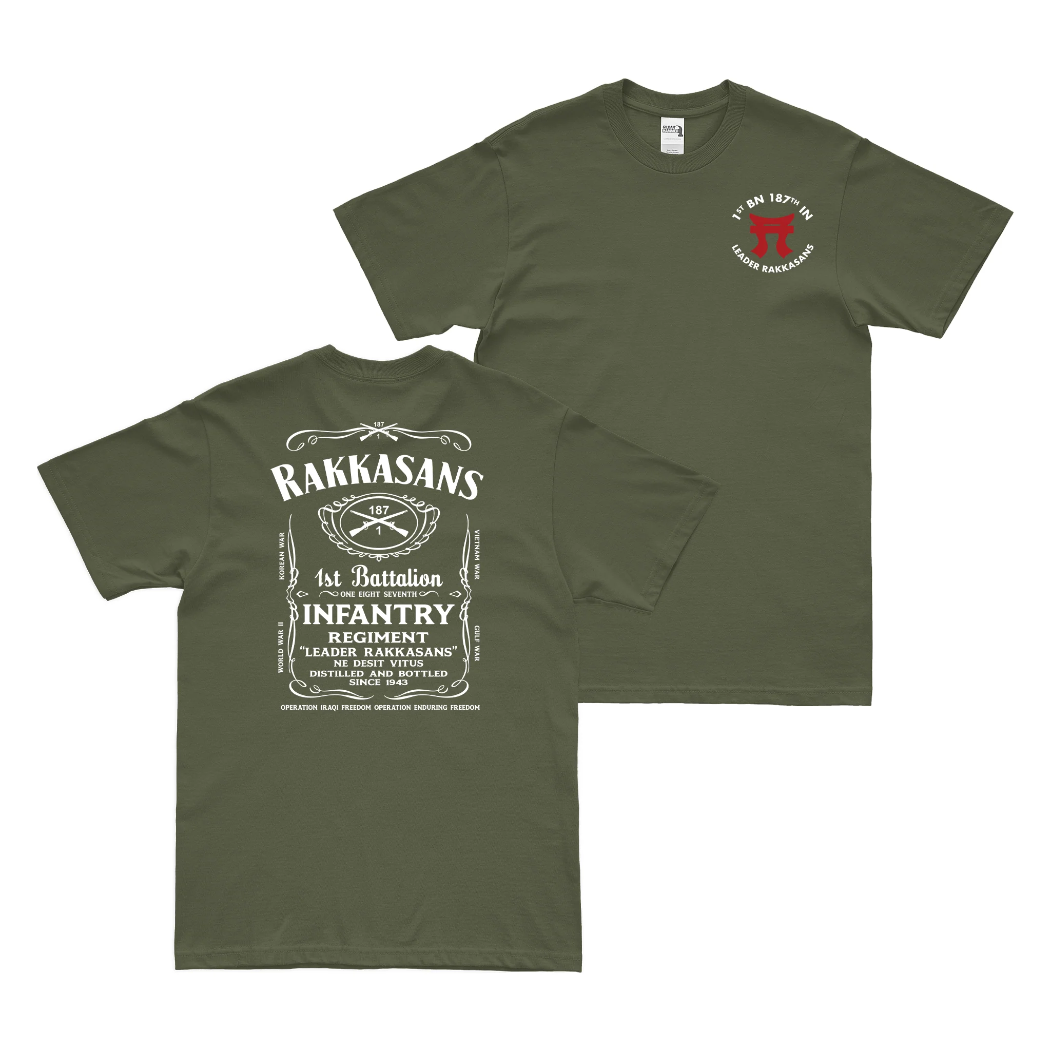 Double-Sided 1-187 IN, 3BCT, 101st ABN Whiskey Label T-Shirt - Image 2