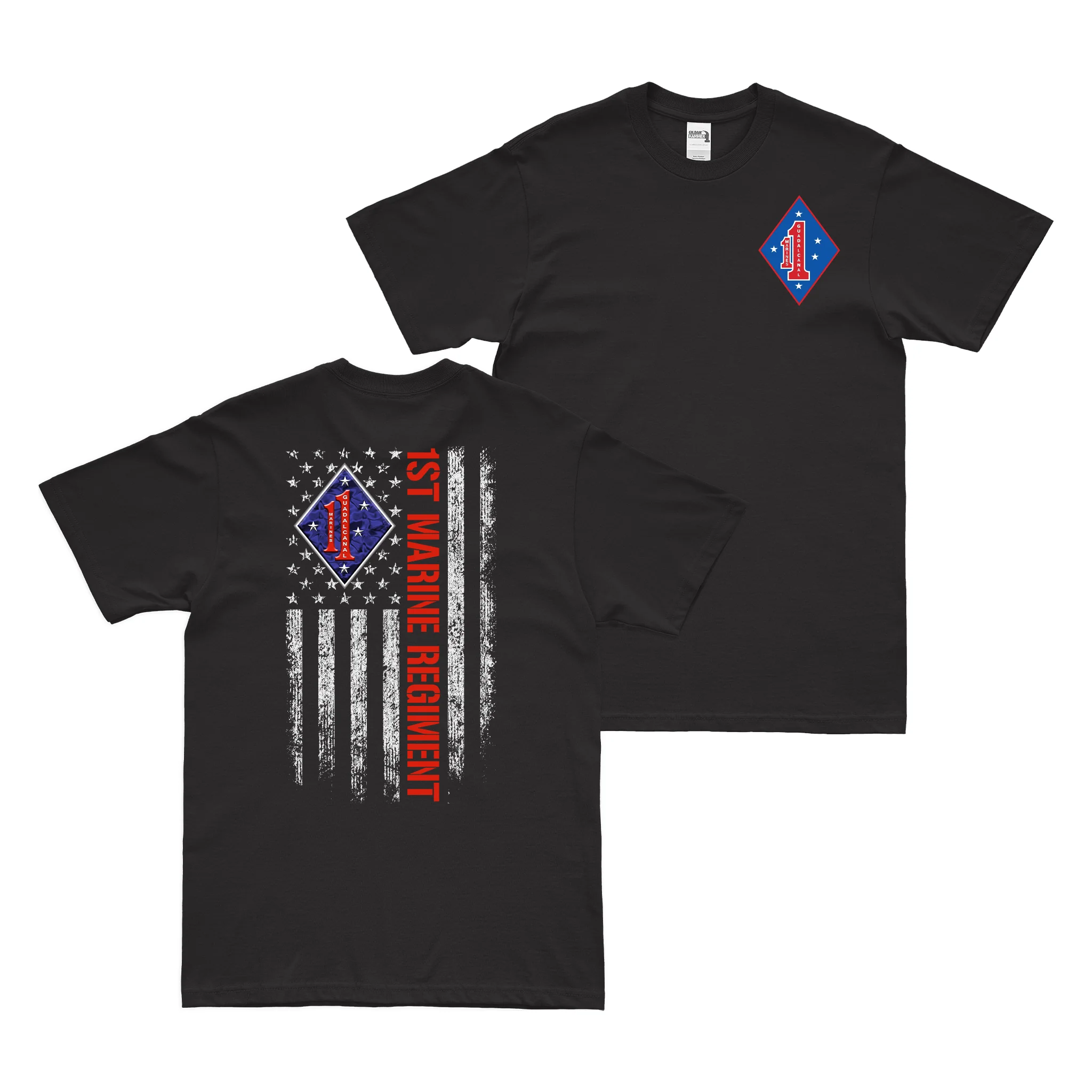 Double Sided 1st Marine Regiment American Flag T-Shirt