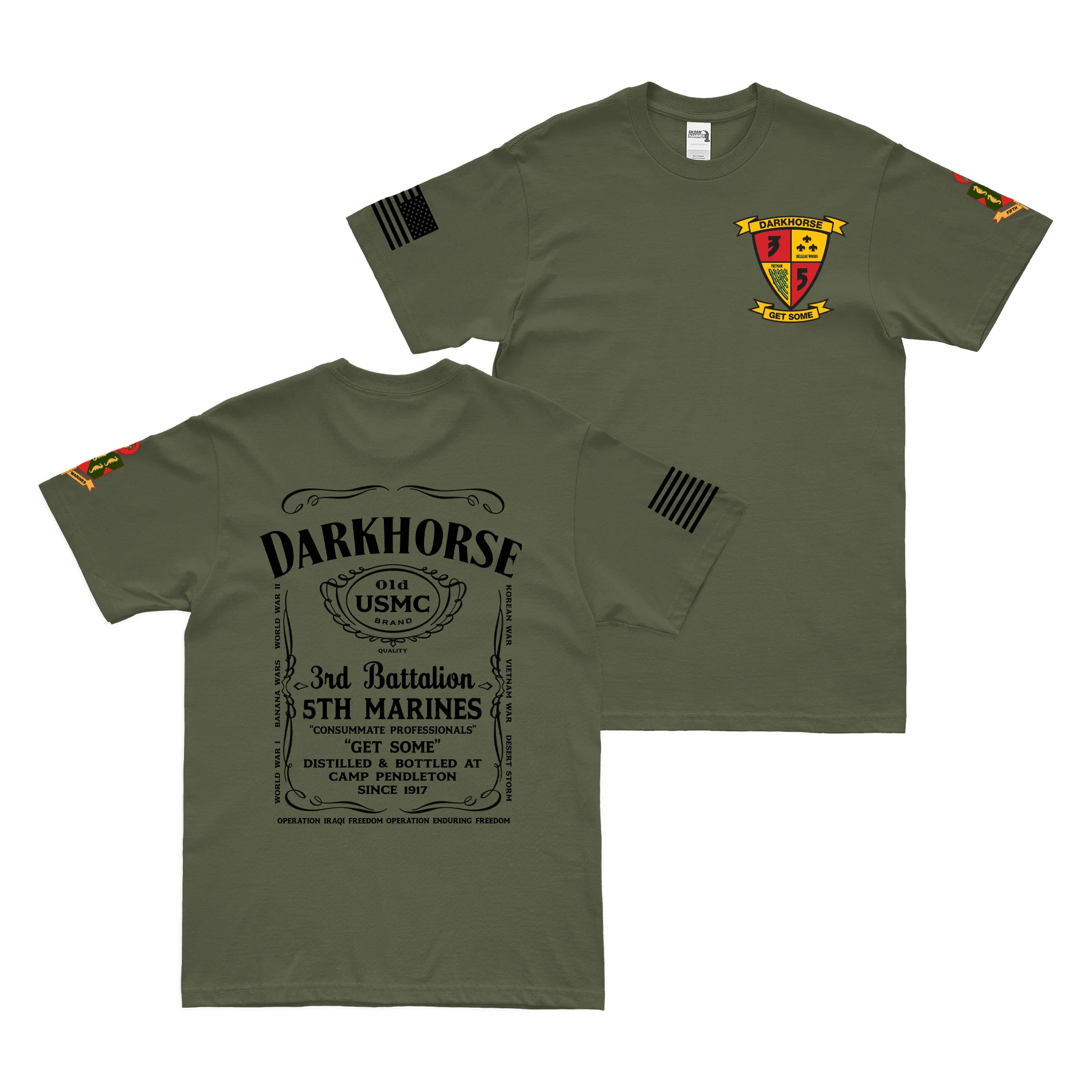 3/5 Marines "Darkhorse" Whiskey Label T-Shirt - Image 4