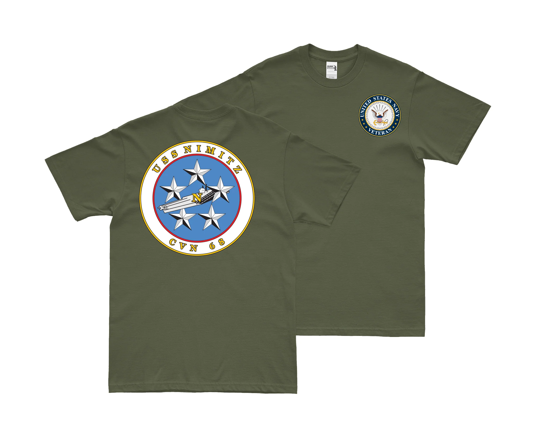 Double-Sided USS Nimitz (CVN-68) Navy Veteran T-Shirt - Image 2