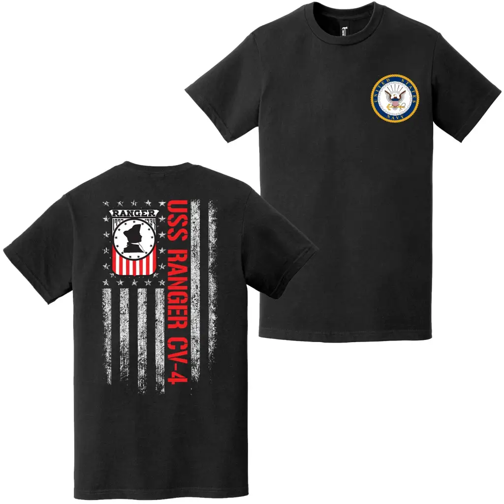 Double-Sided USS Ranger (CV-4) American Flag T-Shirt