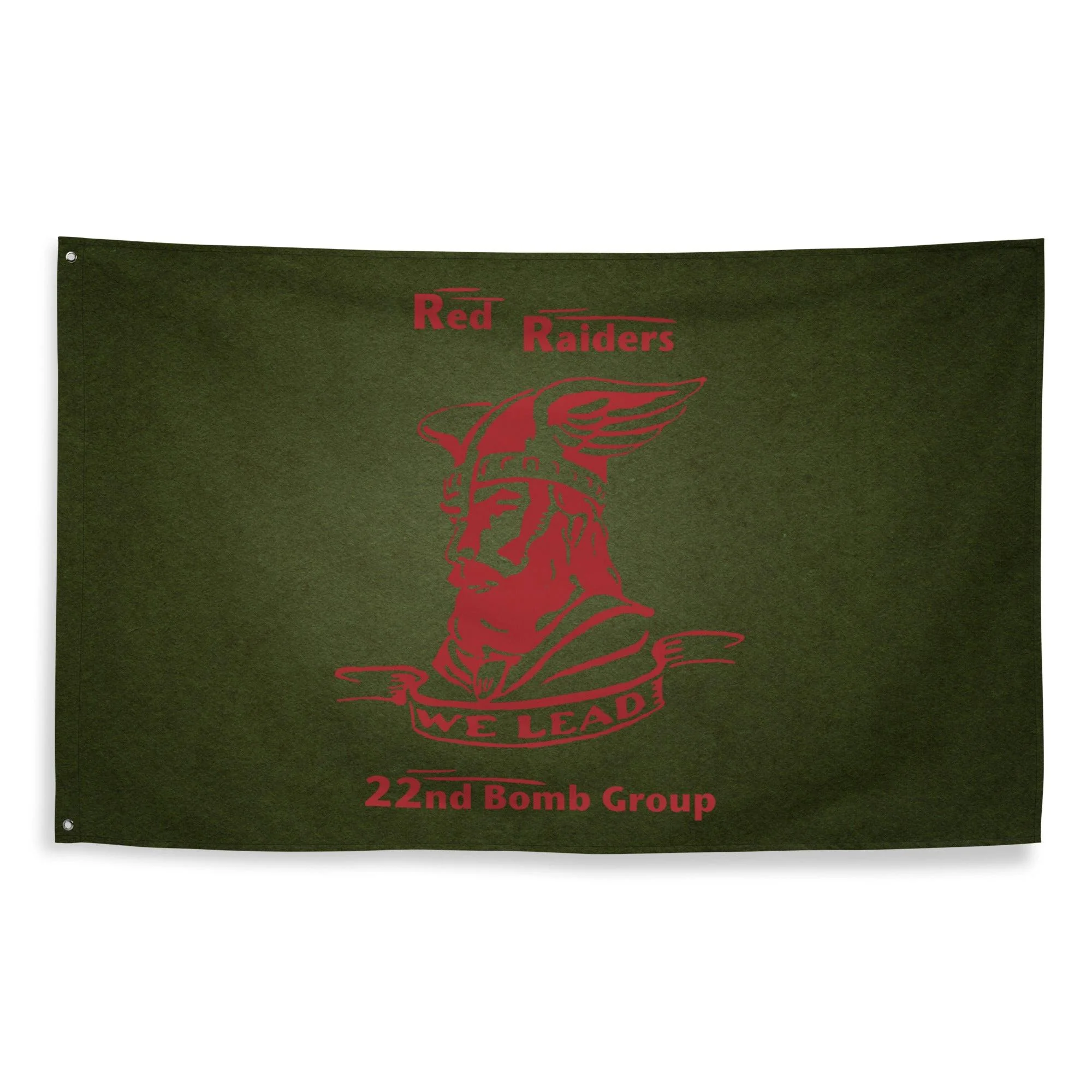 22nd Bomb Group "Red Raiders" WW2 Military Green Flag - Image 3