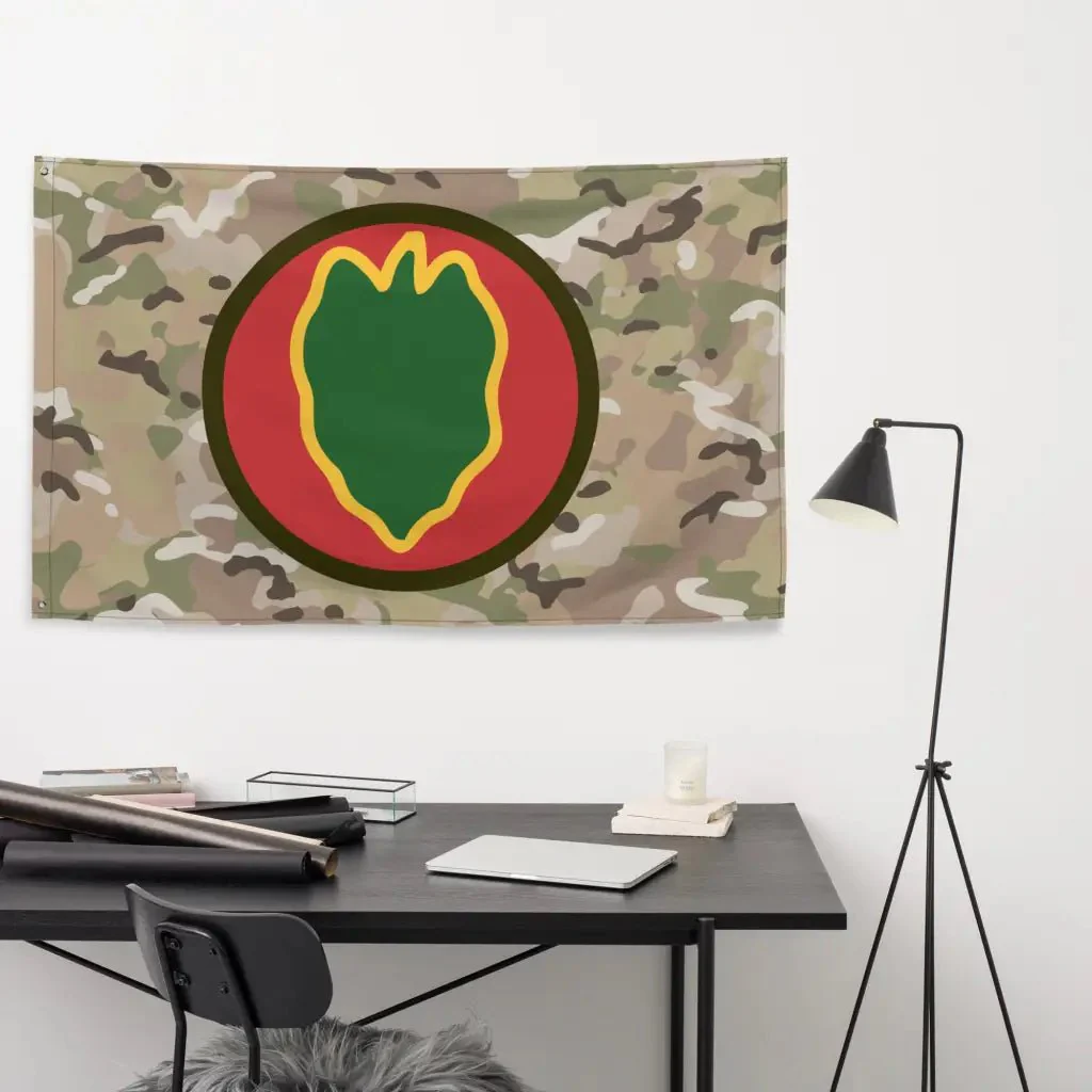 24th Infantry Division SSI Logo OCP Camo Indoor Wall Flag - Image 3