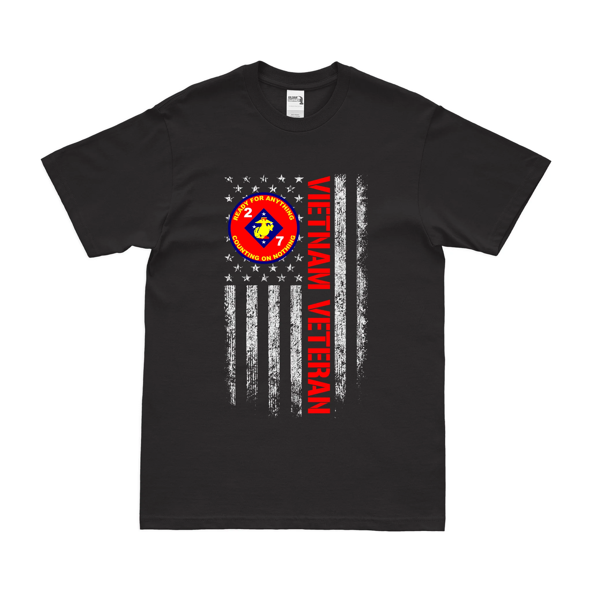 2/7 Marines Vietnam Veteran American Flag T-Shirt