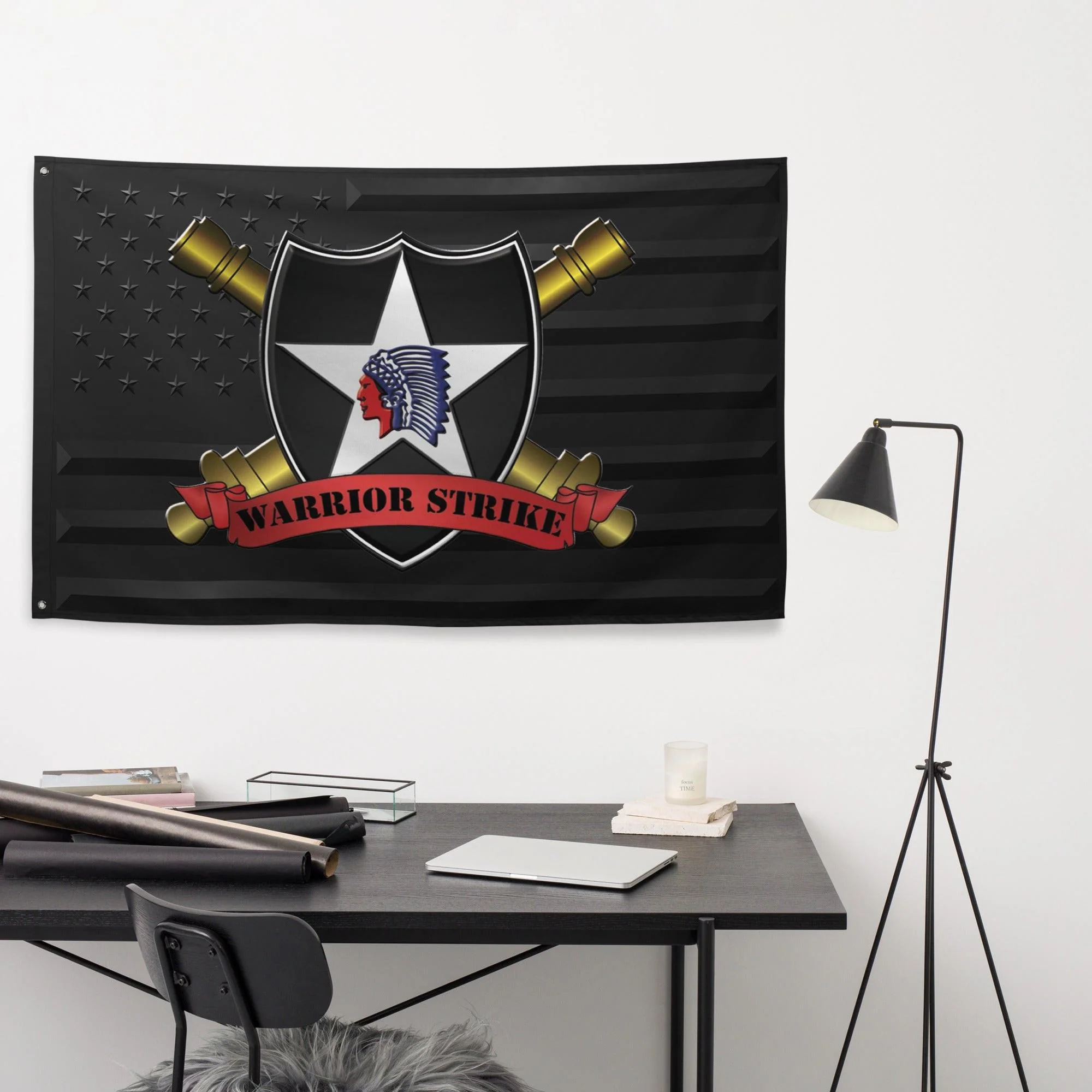 2d ID DIVARTY "Warrior Strike" Black American Flag - Image 3