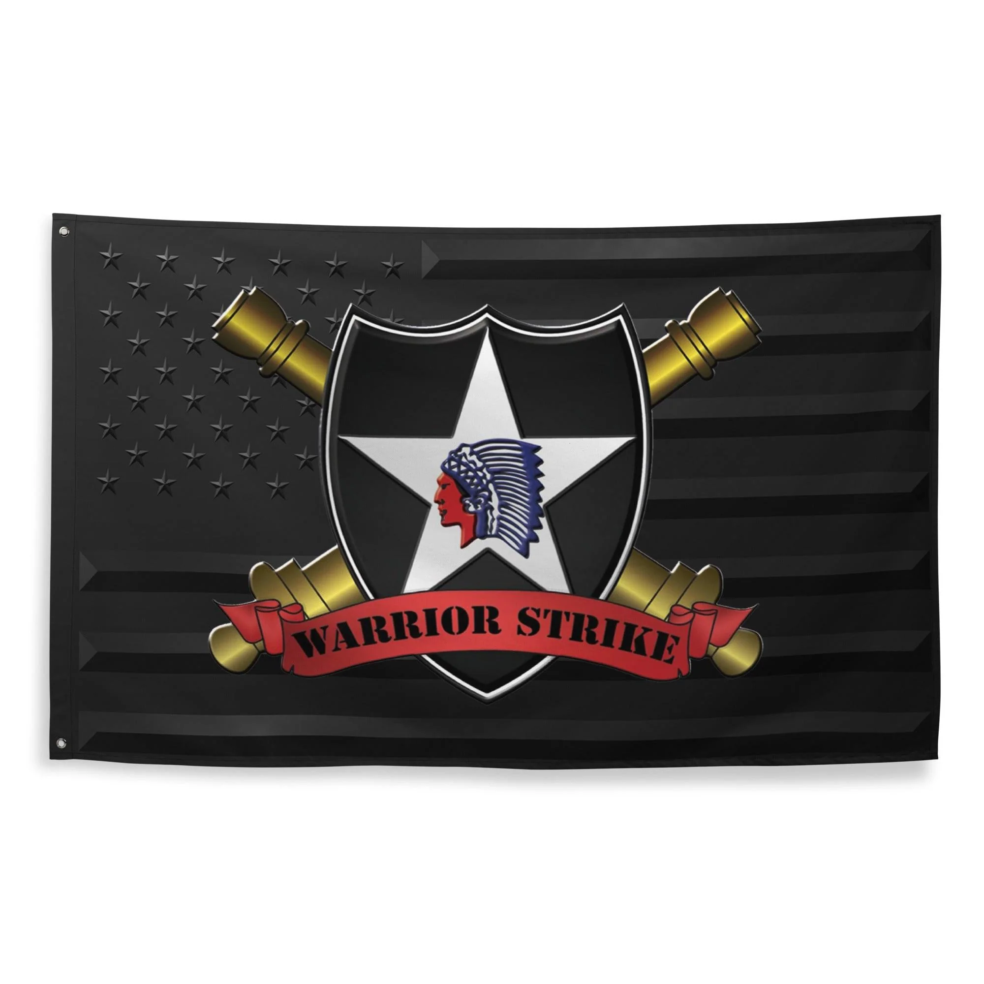 2d ID DIVARTY "Warrior Strike" Black American Flag - Image 4