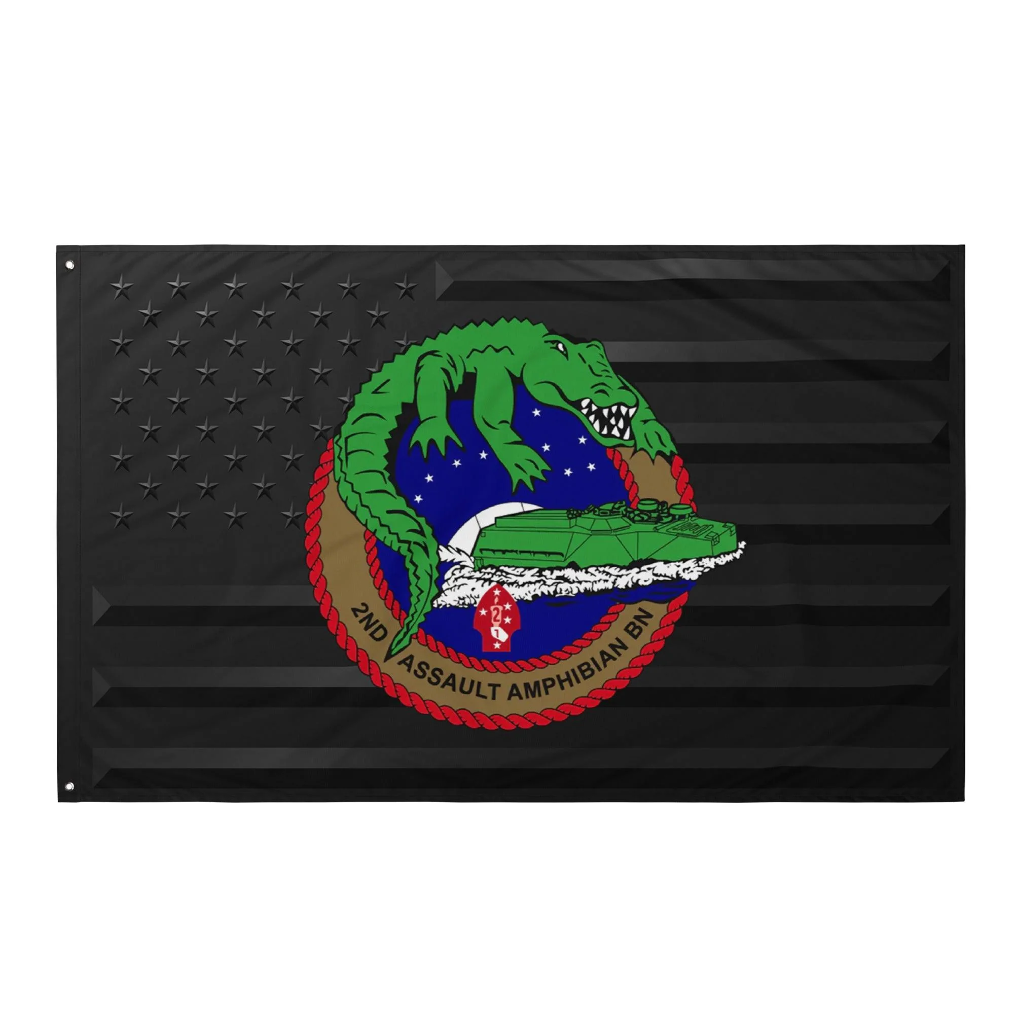 2nd AABn USMC Black American Flag