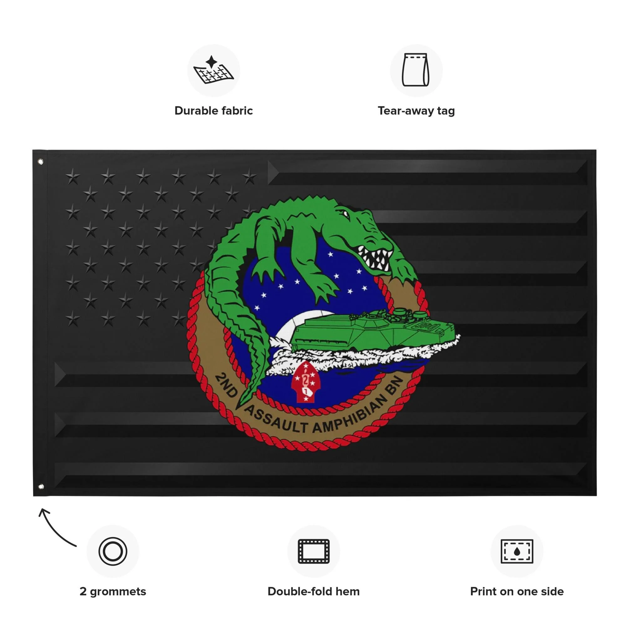 2nd AABn USMC Black American Flag - Image 2