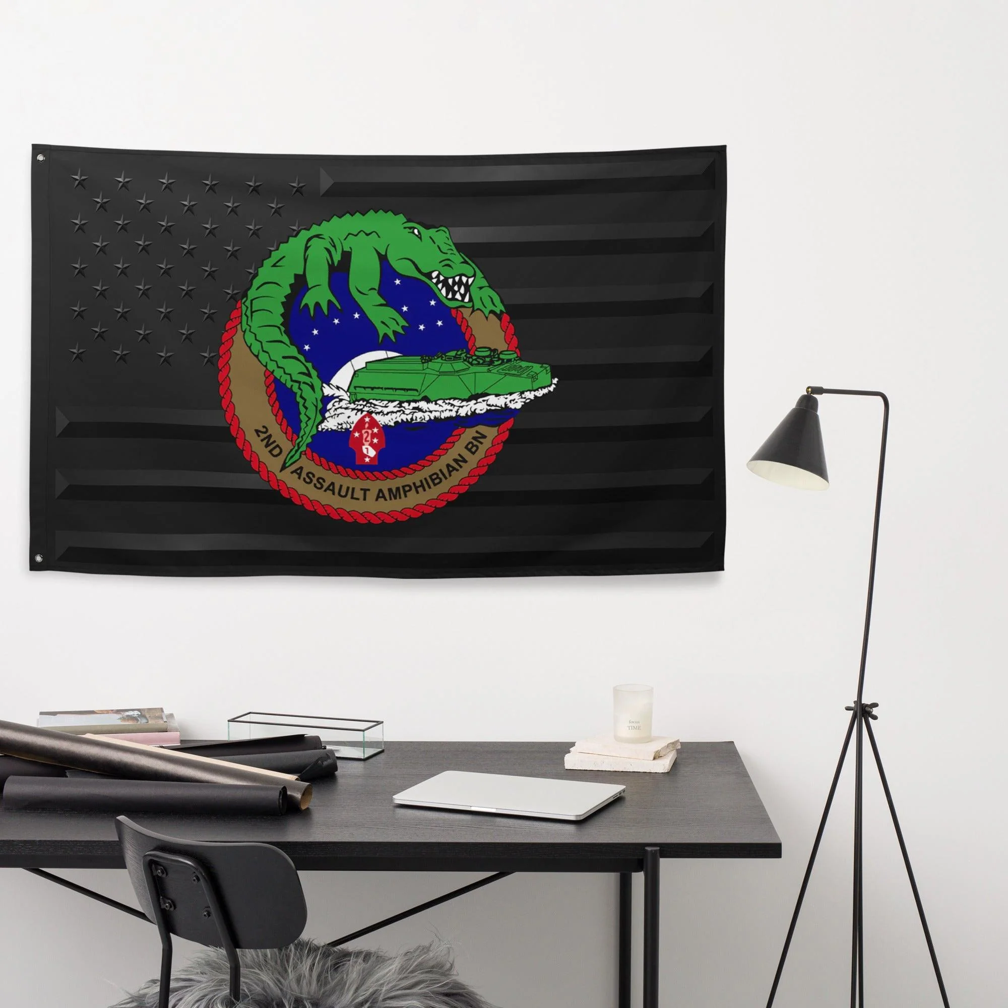 2nd AABn USMC Black American Flag - Image 3