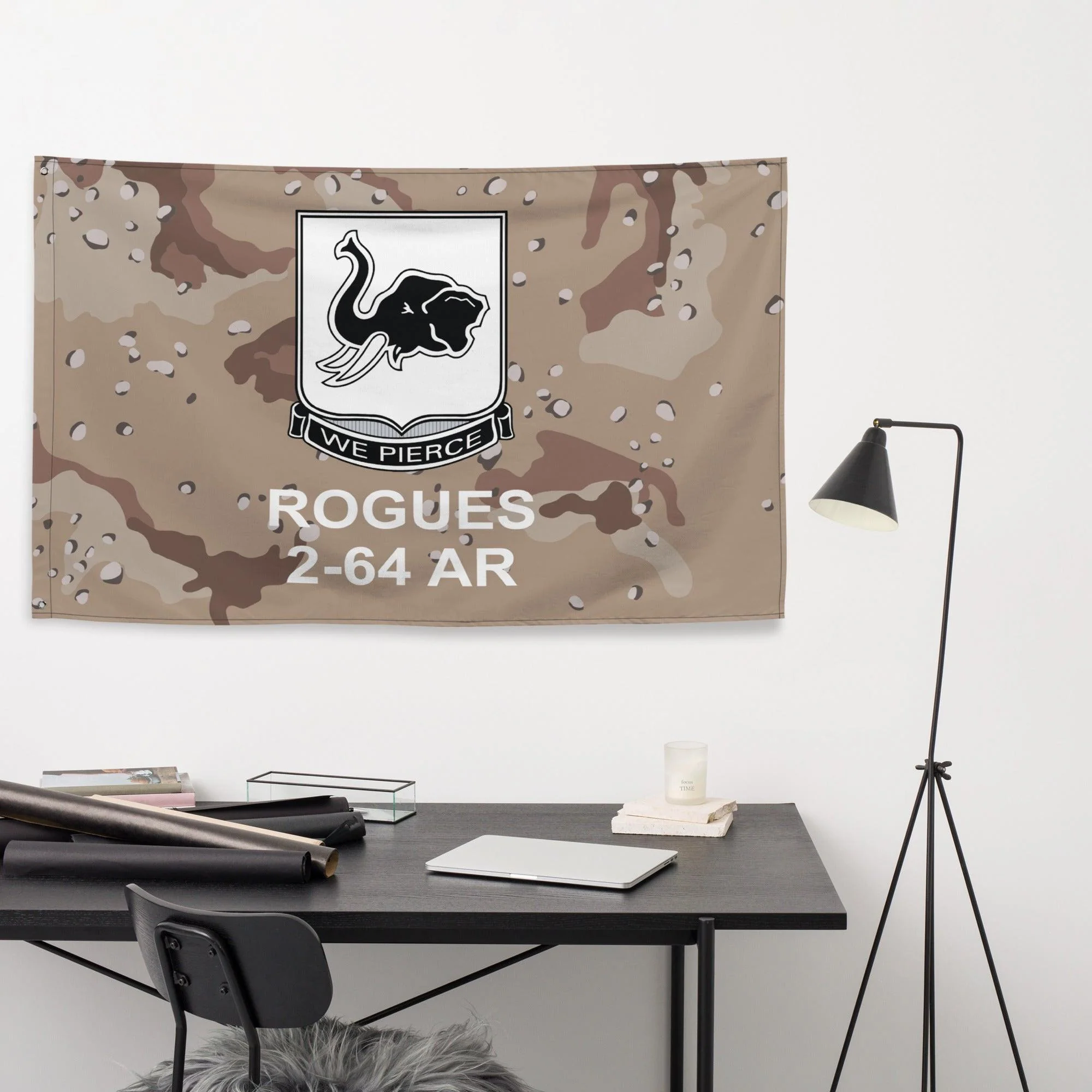 2nd Battalion, 64th Armor Regiment (2-64 AR) Chocolate Chip Camo Flag - Image 2