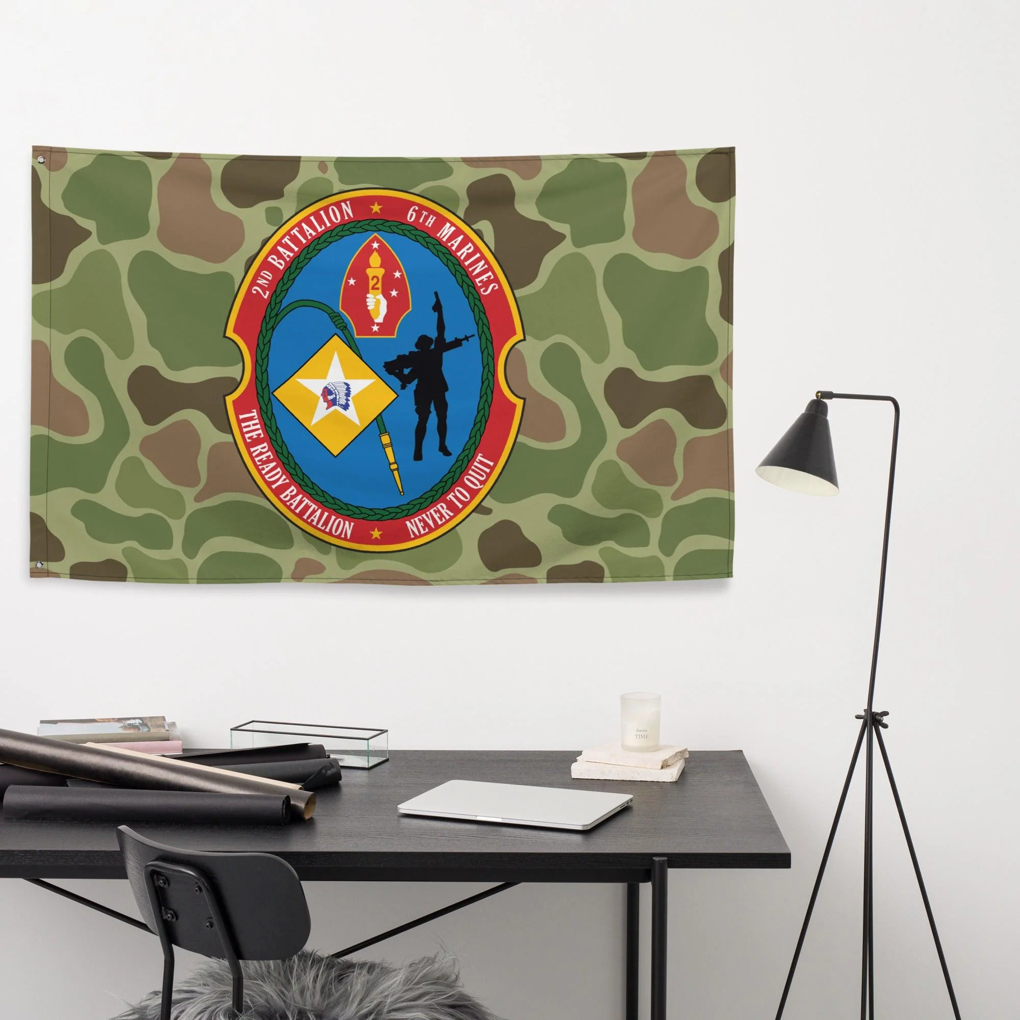 2nd Battalion 6th Marines (2/6 Marines) Frogskin Camo Flag - Image 2