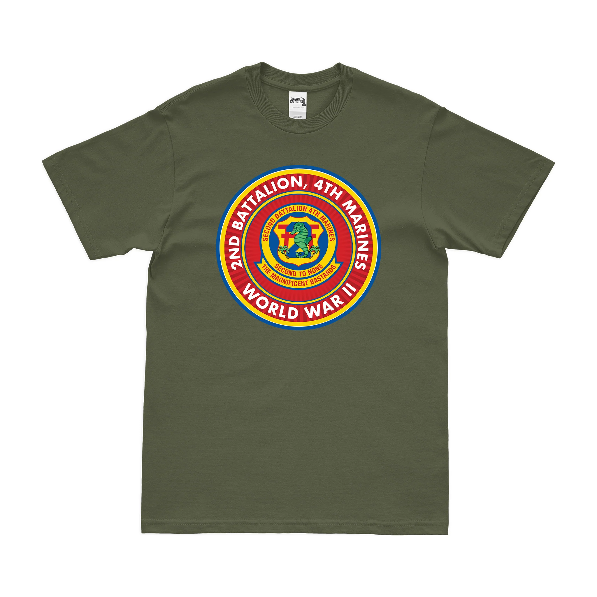 2nd Bn 4th Marines (2/4 Marines) World War II T-Shirt - Image 2