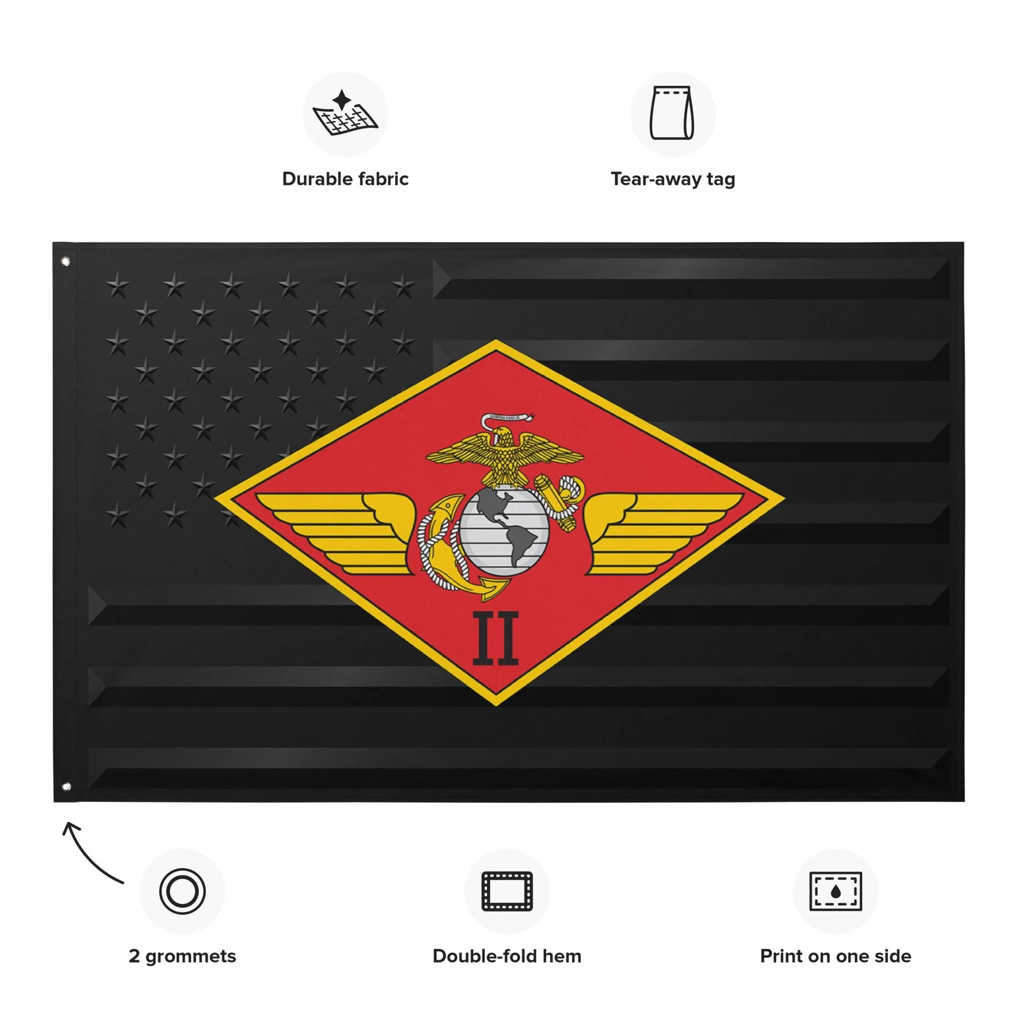 2nd Marine Aircraft Wing (2nd MAW) Black American Flag - Image 2