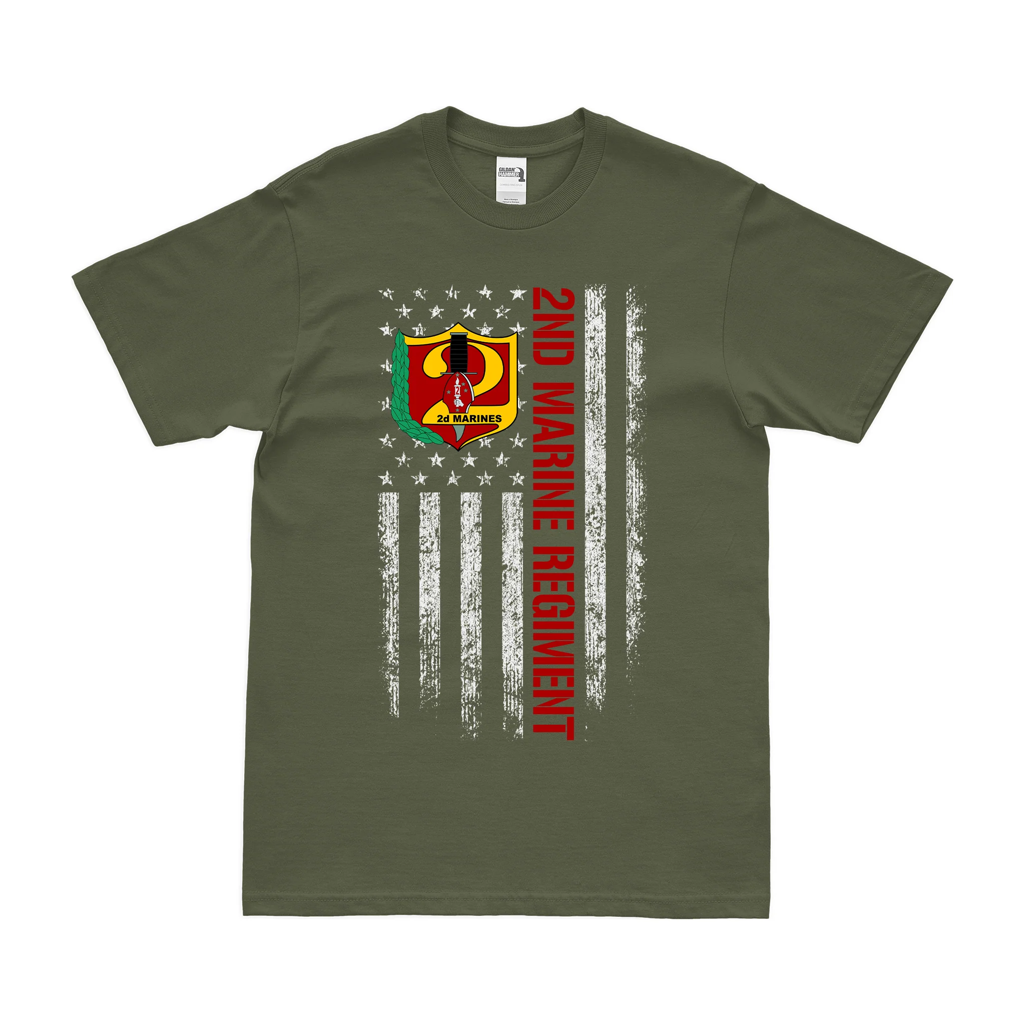 2nd Marine Regiment American Flag T-Shirt - Image 2