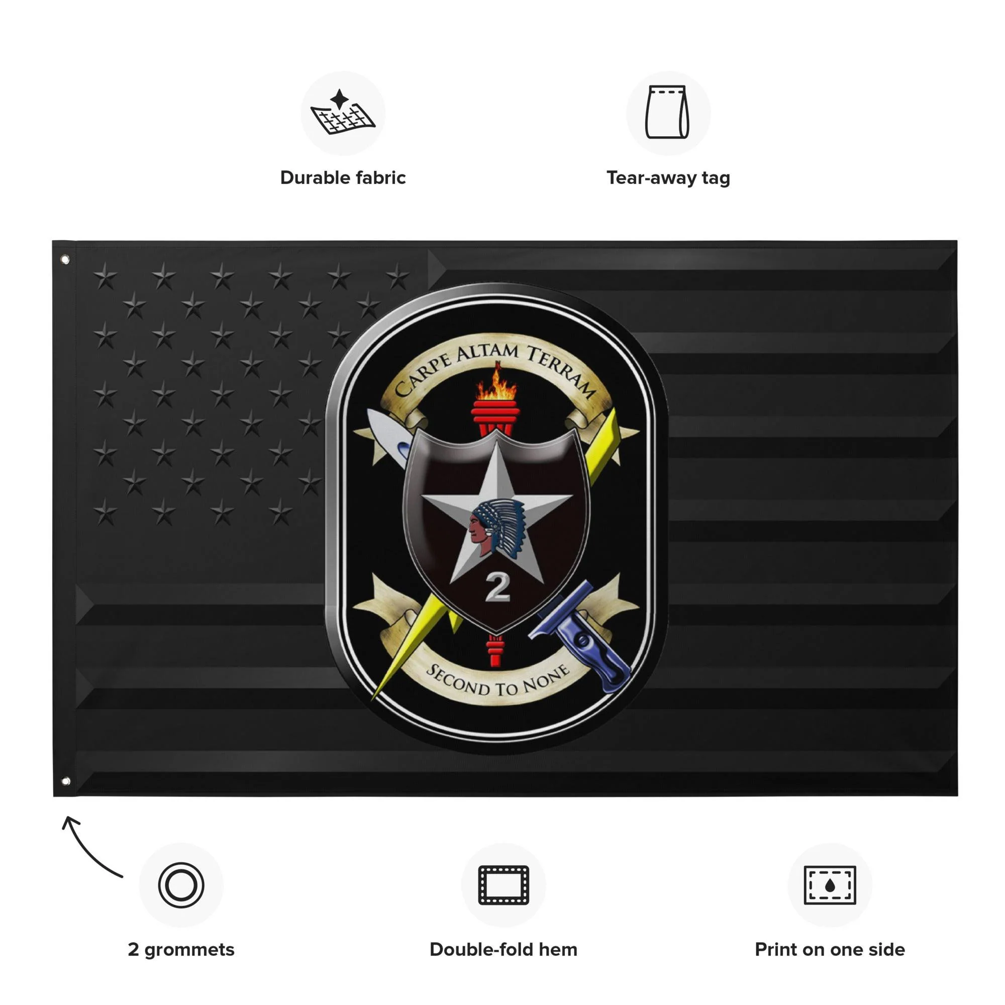 2nd SBCT 2d ID "Lancer Brigade" Black American Flag - Image 2