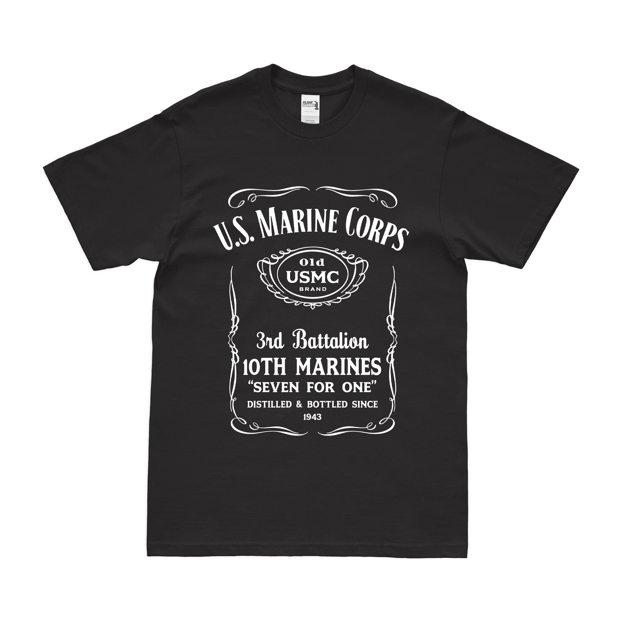 3rd Battalion 10th Marines (3/10 Marines) Whiskey Label T-Shirt