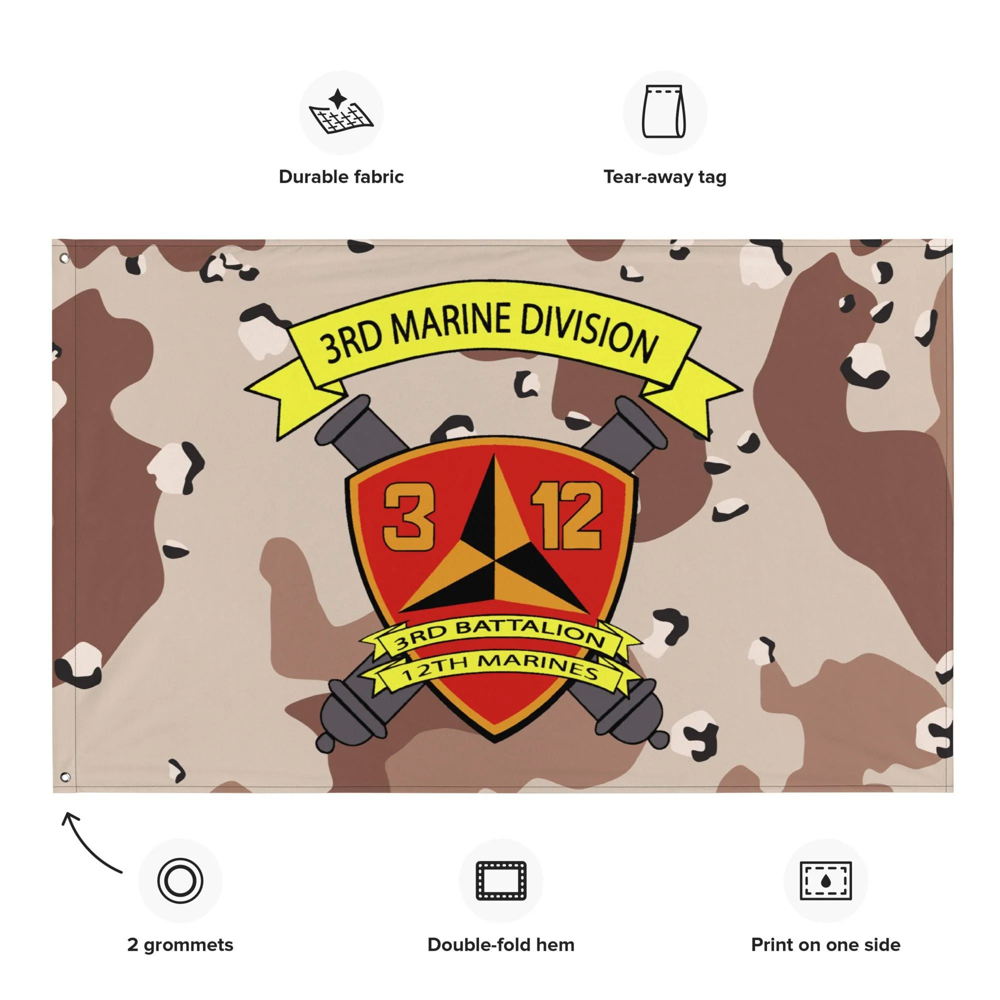 3/12 Marines Chocolate-Chip Camo USMC Flag - Image 2
