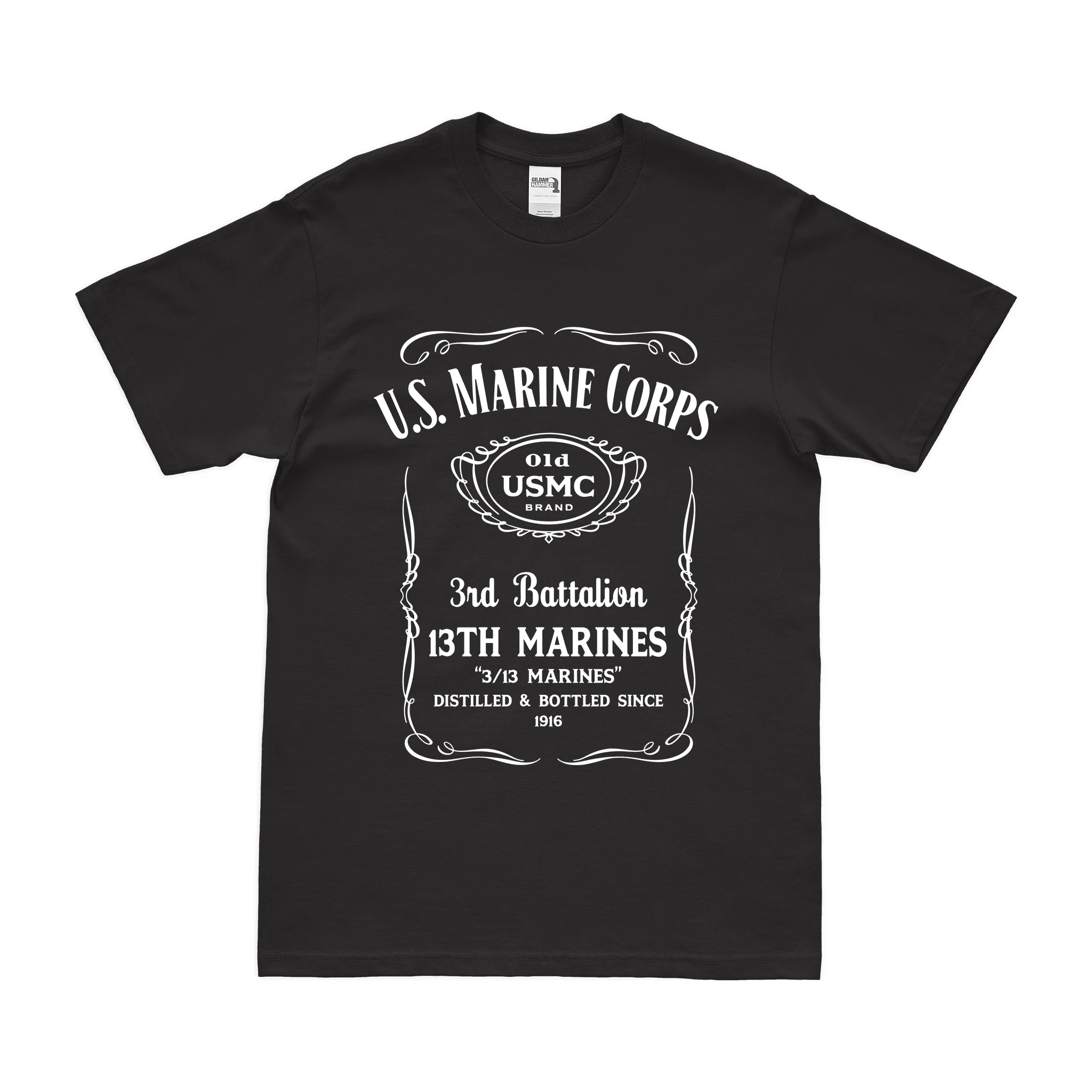 3rd Battalion 13th Marines (3/13 Marines) Whiskey Label T-Shirt