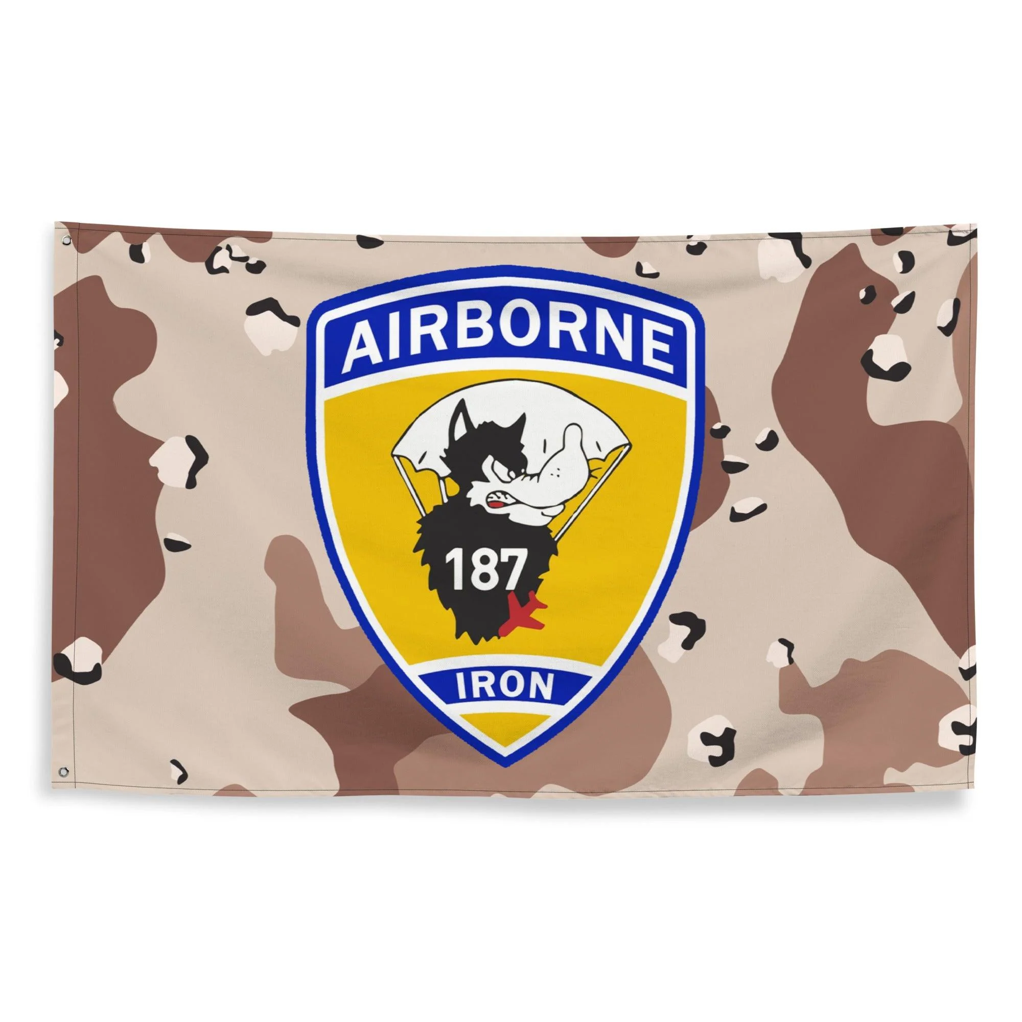 3-187 Infantry Iron Rakkasans Chocolate-Chip Camo Wall Flag - Image 6