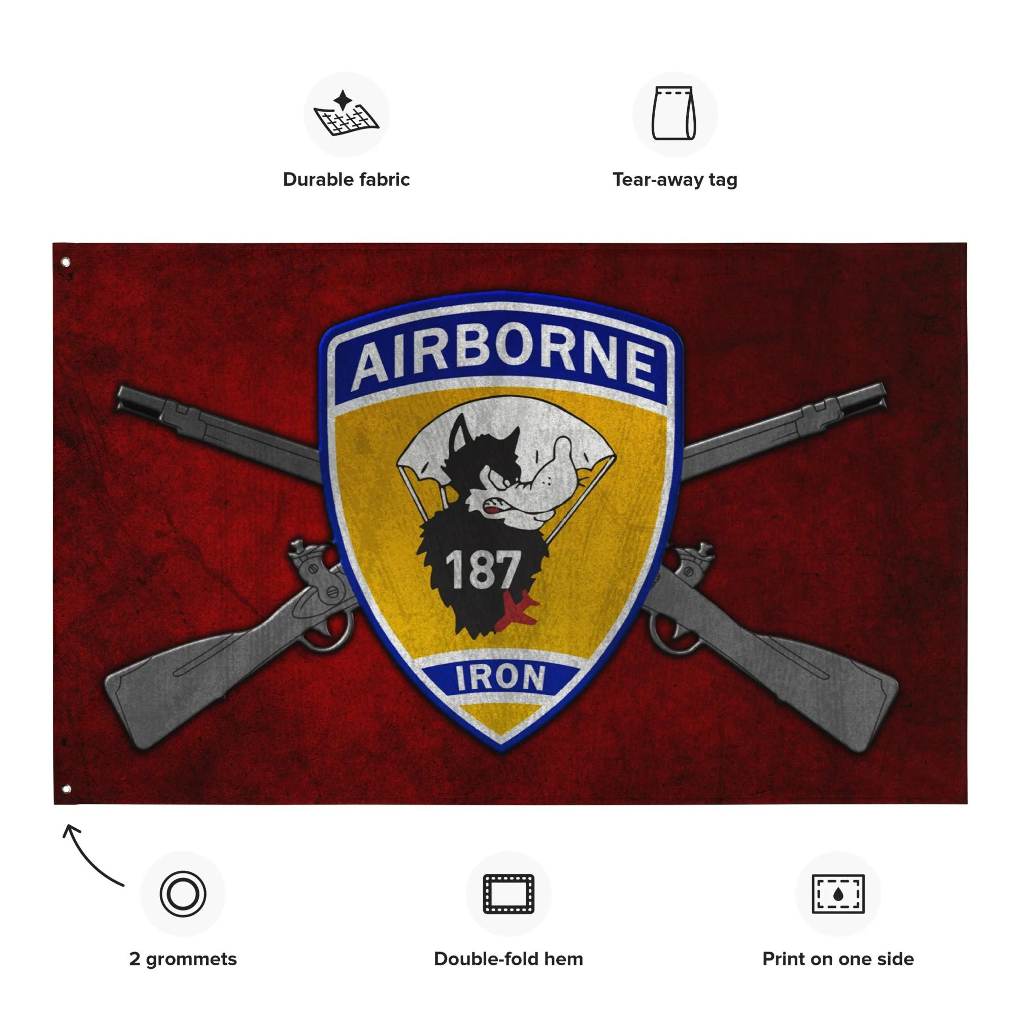 3-187 Iron Rakkasans Crossed Rifles Flag - Image 2