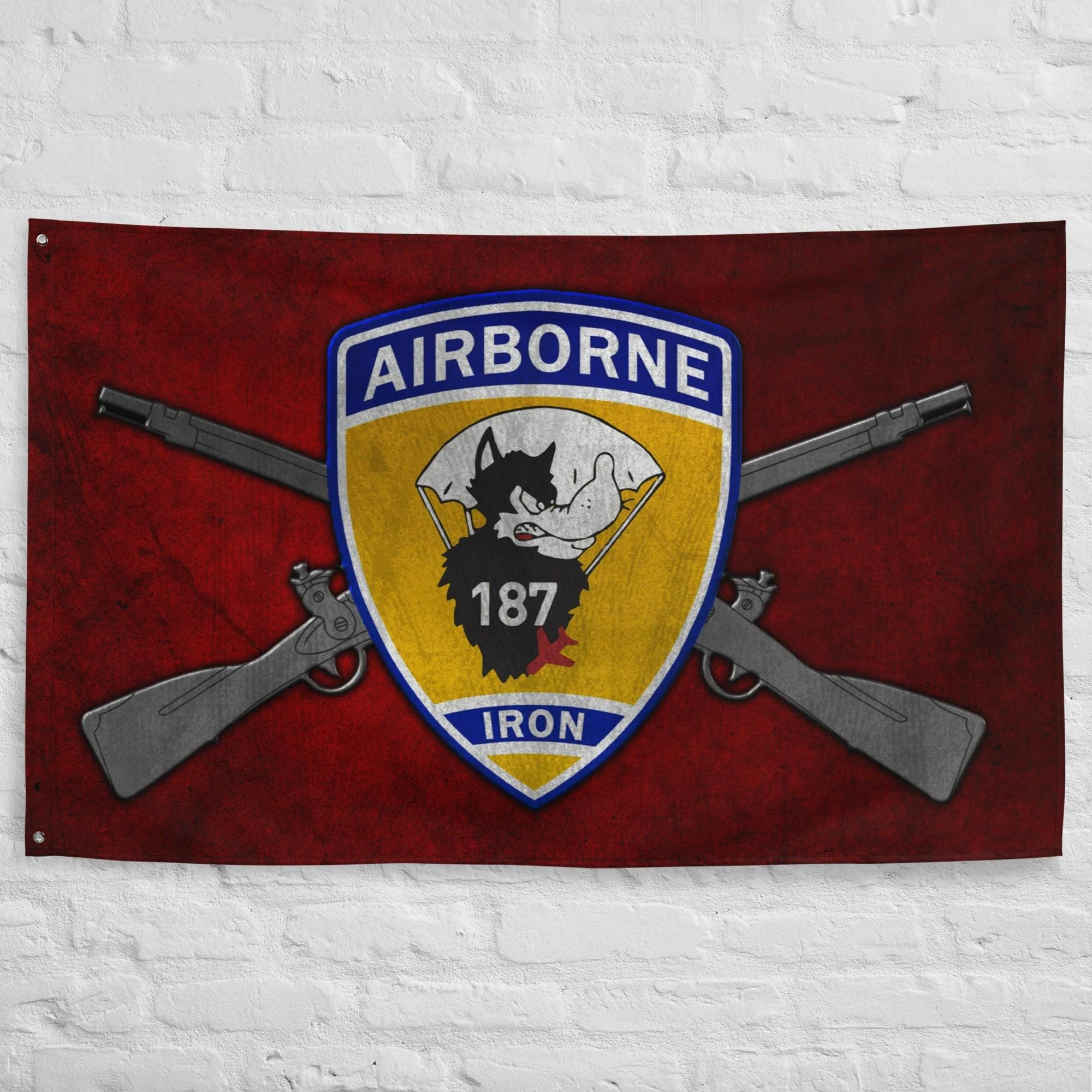 3-187 Iron Rakkasans Crossed Rifles Flag - Image 3