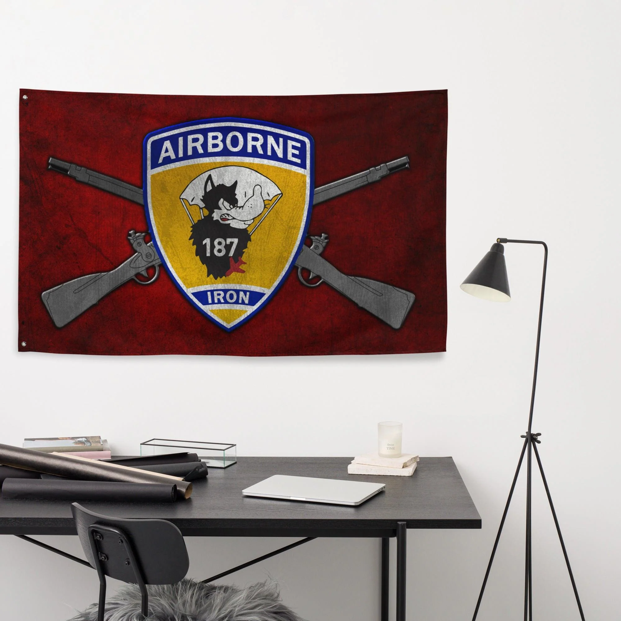 3-187 Iron Rakkasans Crossed Rifles Flag - Image 4