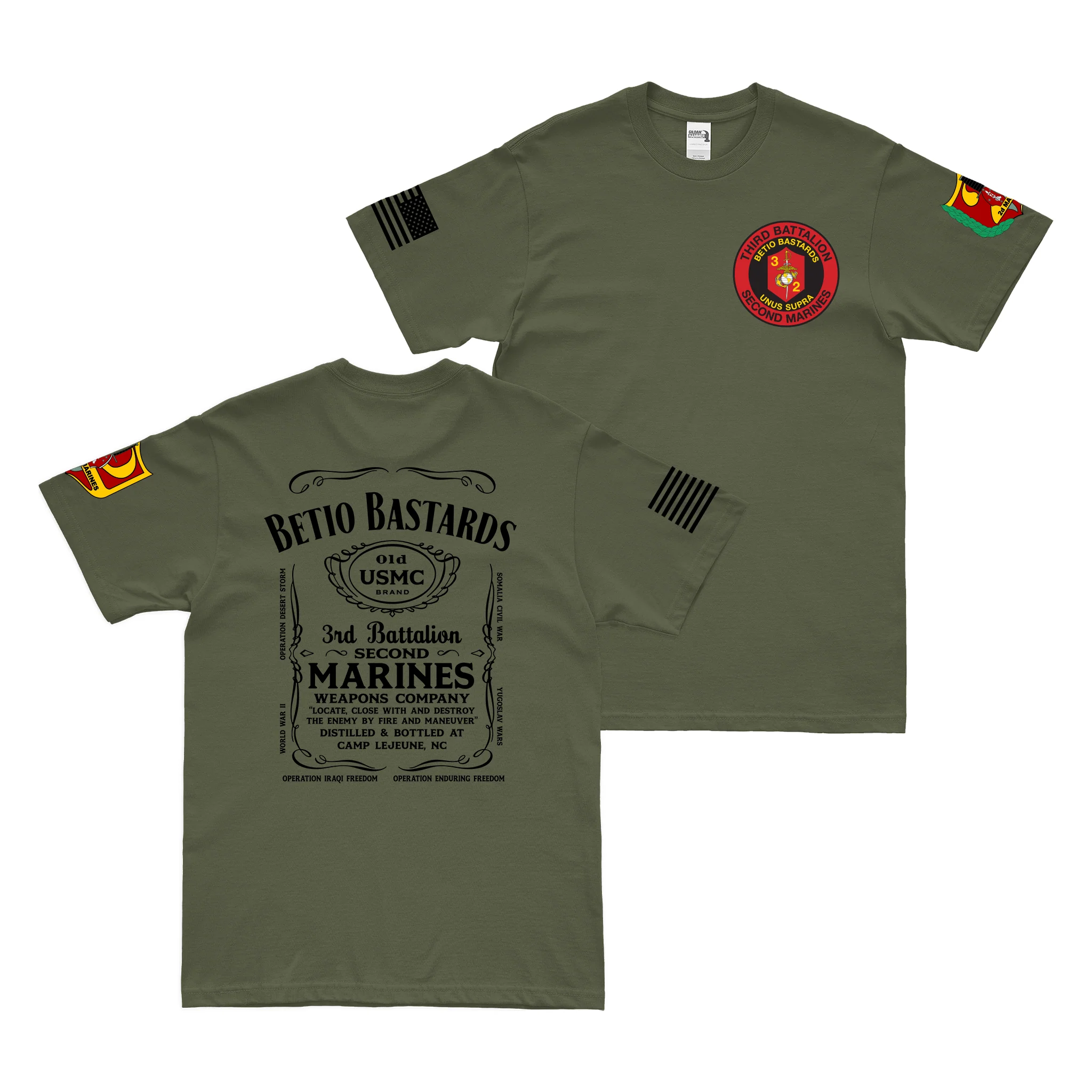 3/2 Marines Weapons Company Whiskey Label T-Shirt - Image 4
