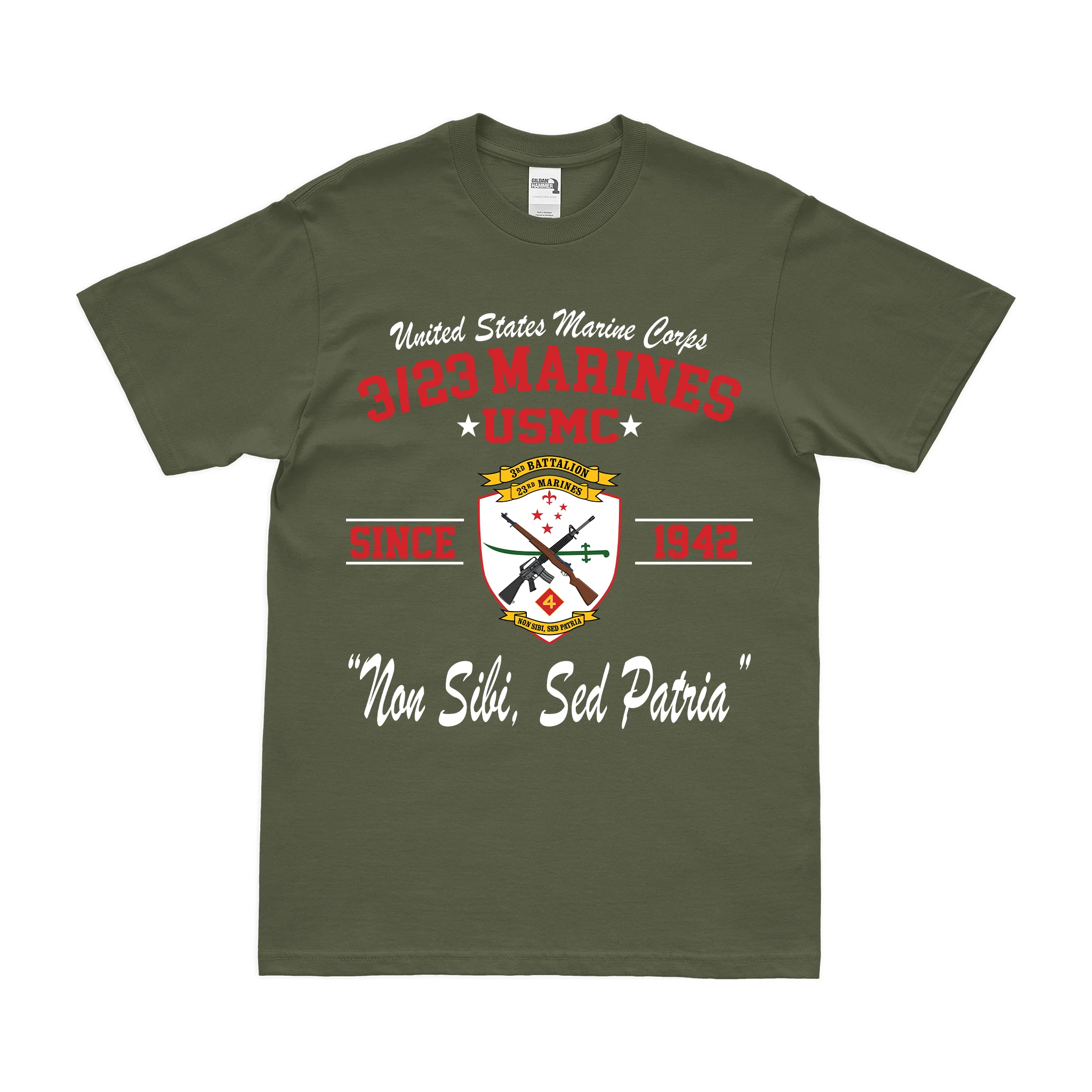3-23 Marines Since 1942 Unit Legacy T-Shirt - Image 2